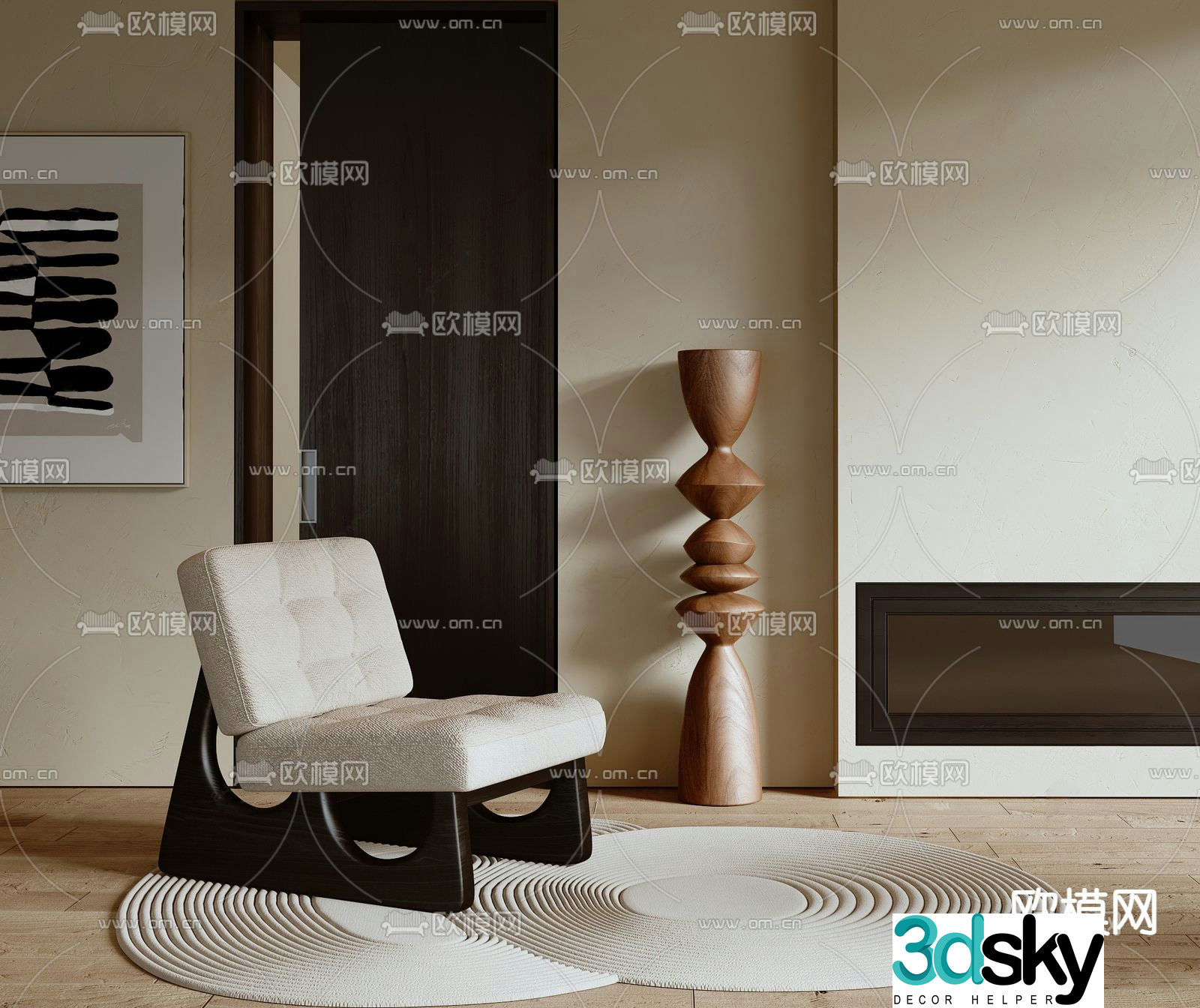 Medieval style chair leisure chair 3d model