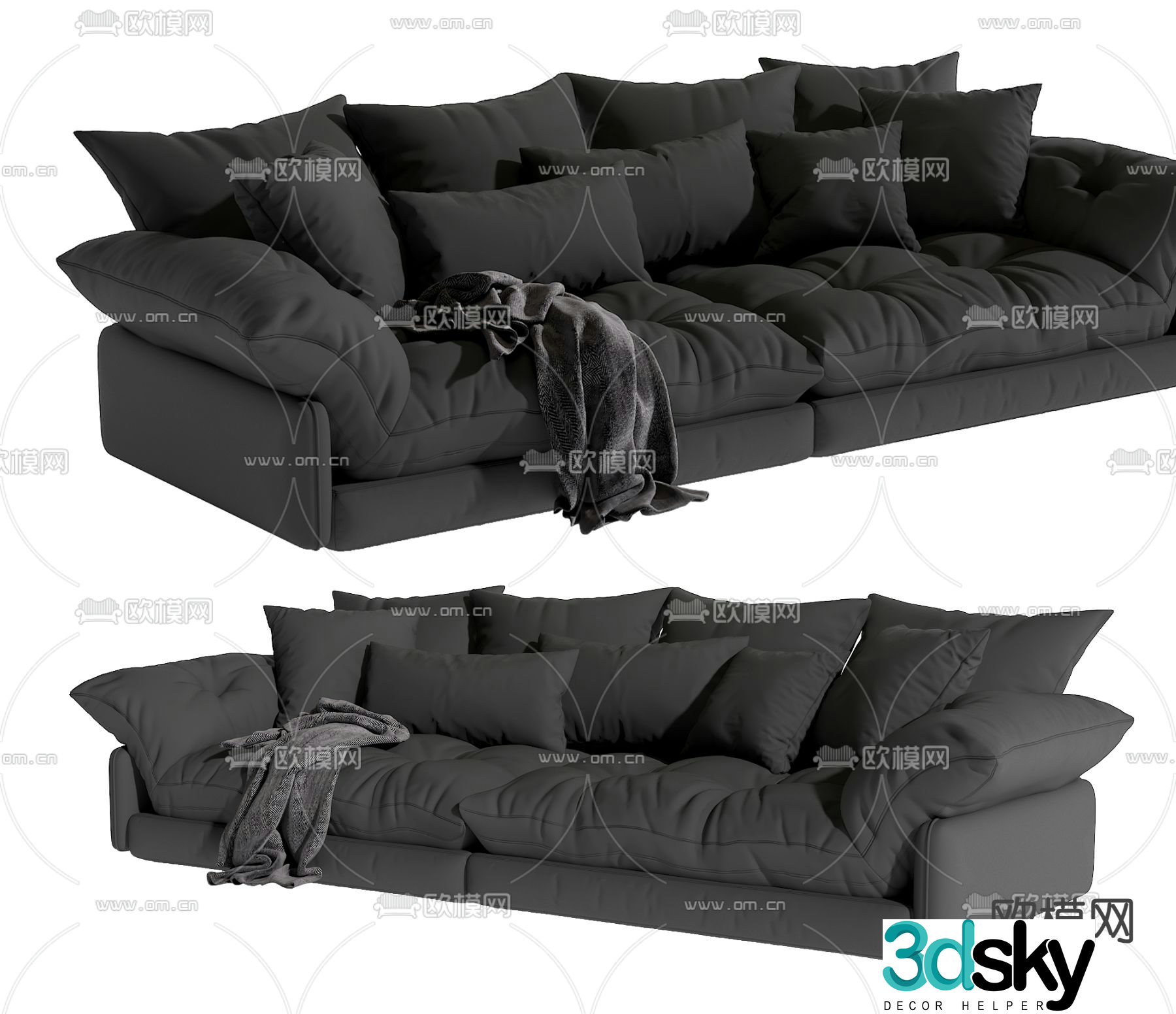 Double sofa upholstered sofa 3d model