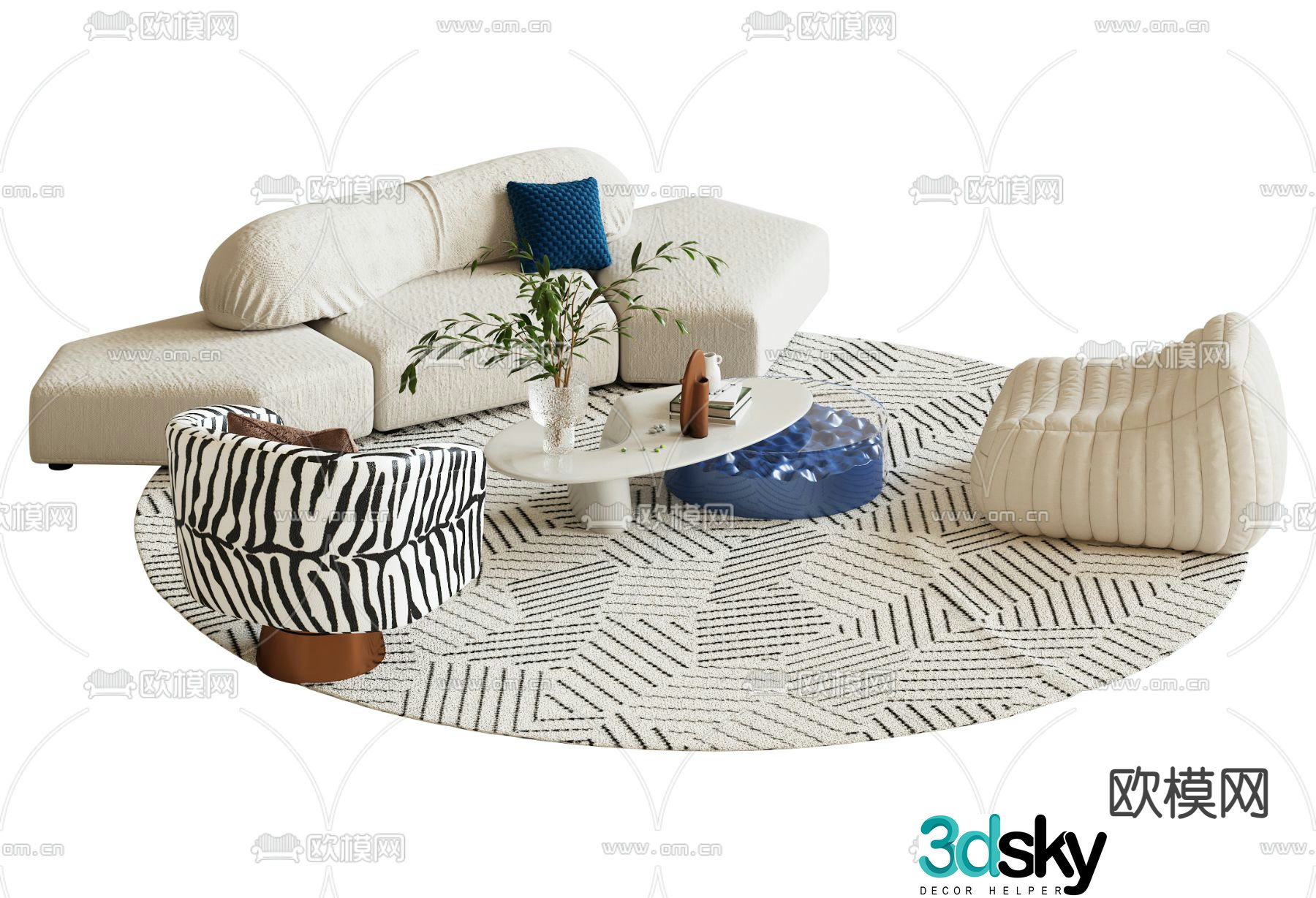 Modern sectional sofa 3d model