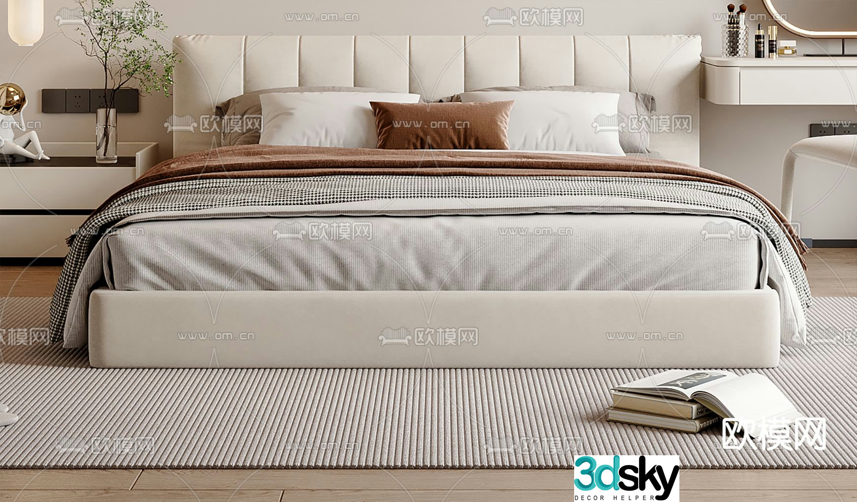 Modern double bed 3d model