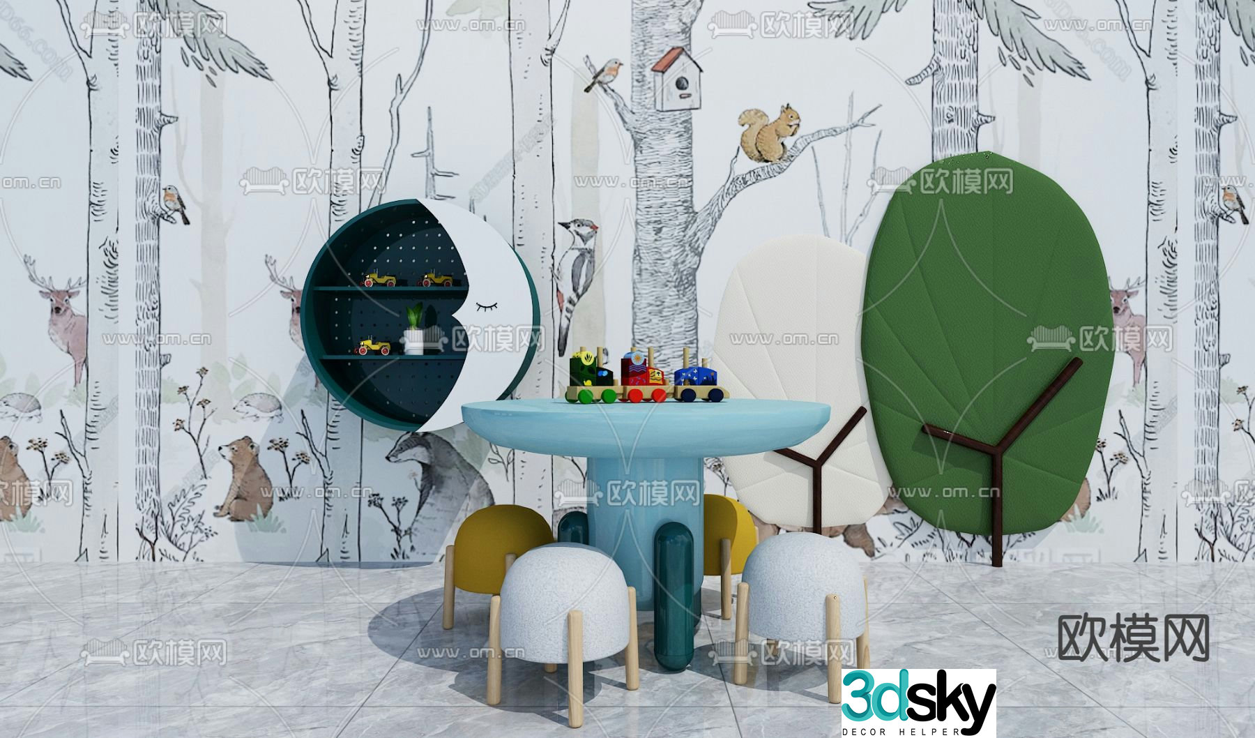 Children’s tables and chairs game tables and chairs 3d model