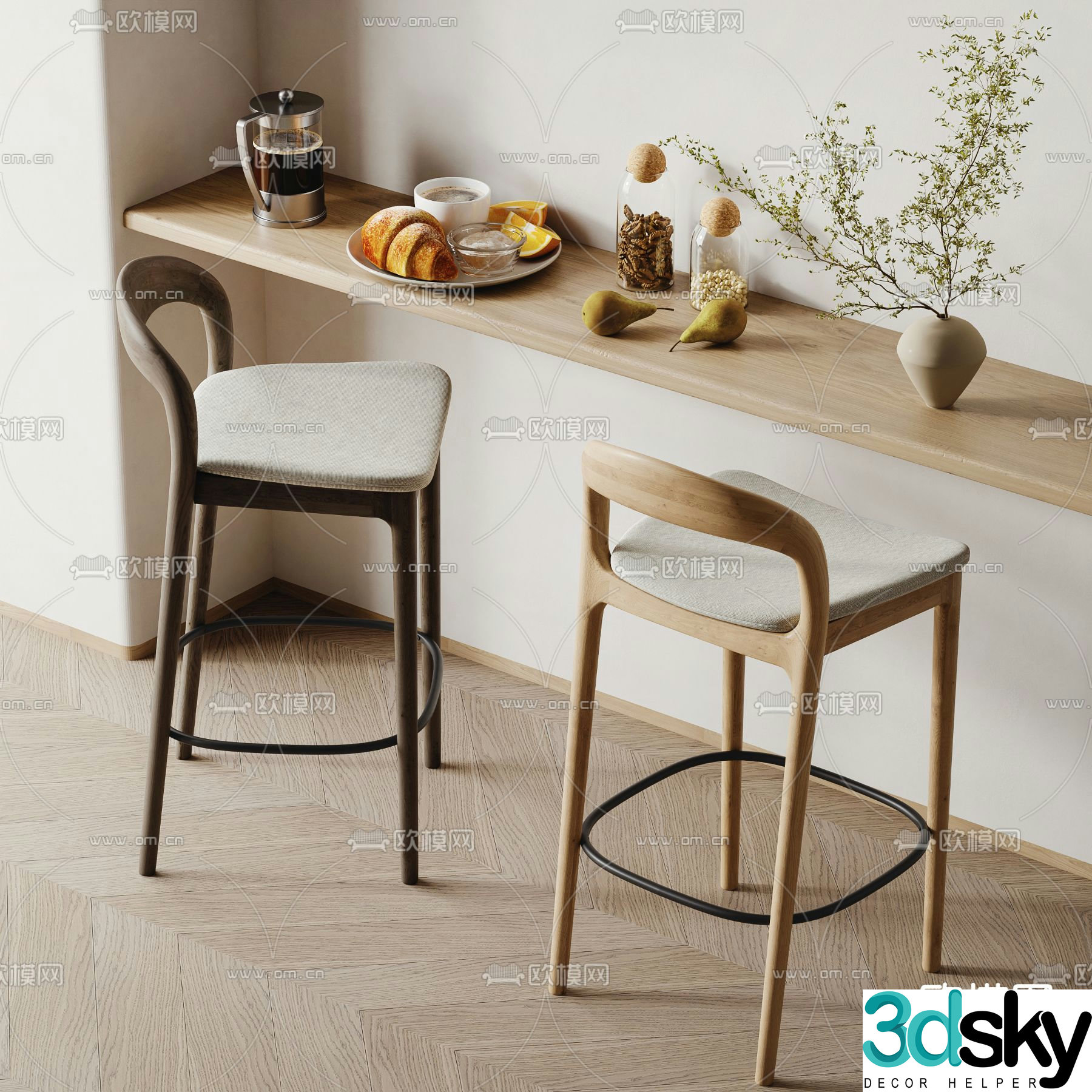 bar stool bar stool high stool 3d model