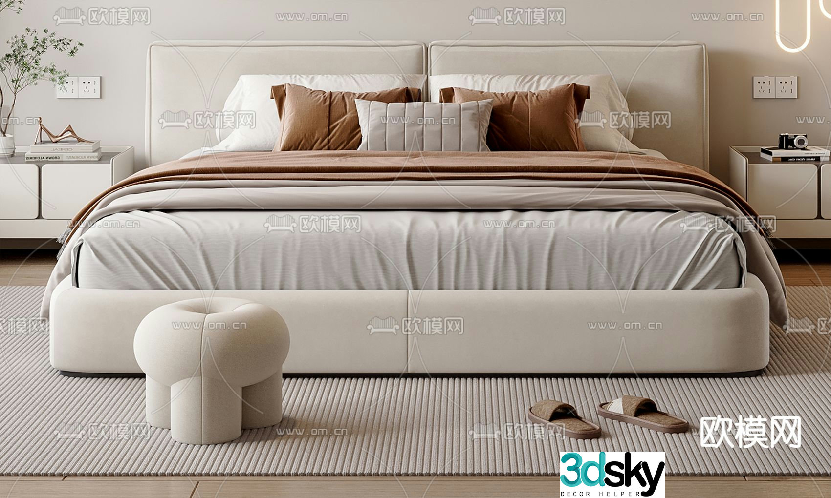 Modern double bed 3d model