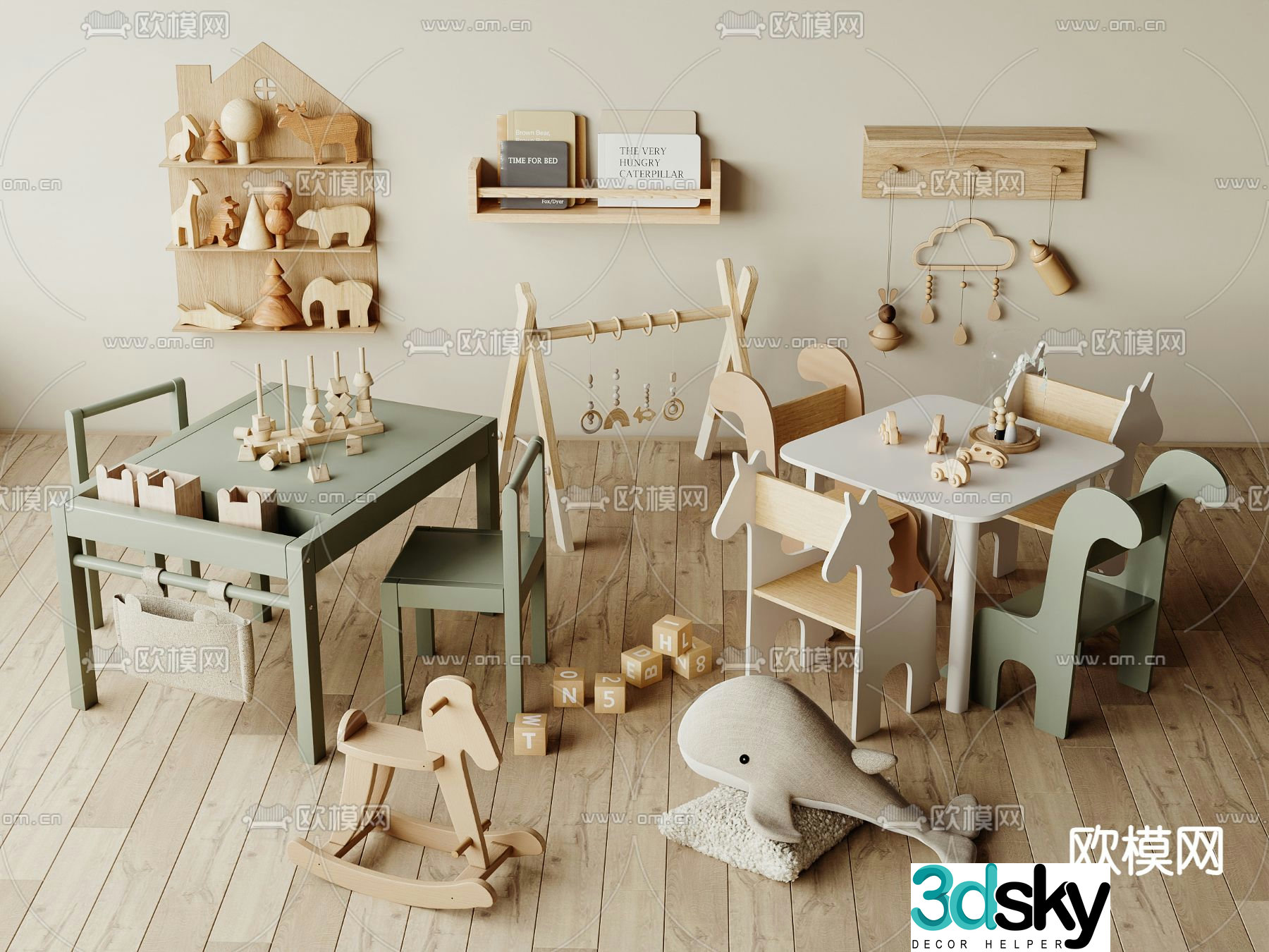 Children’s table and chair game table 3d model