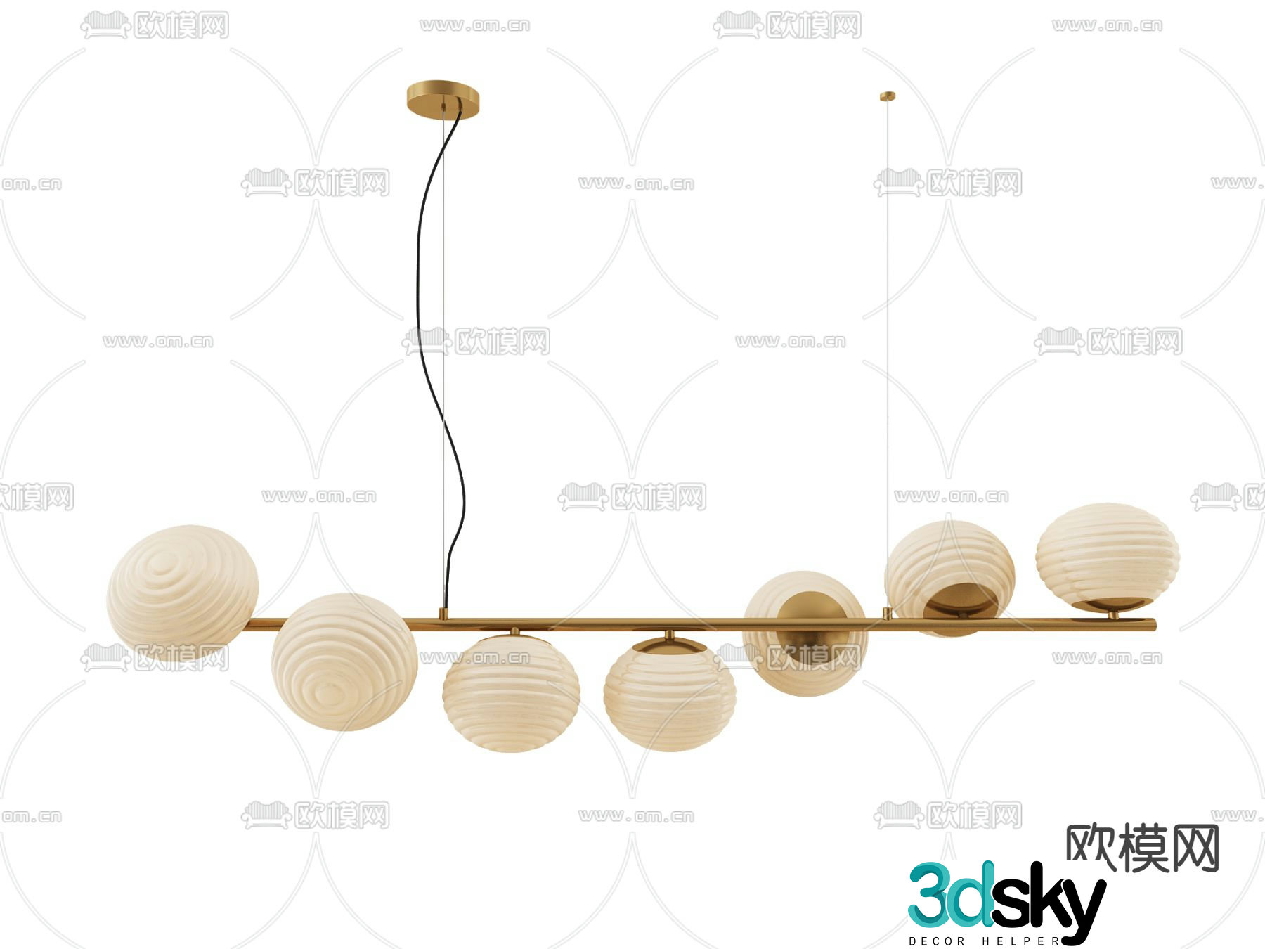Long chandelier Restaurant chandelier 3d model