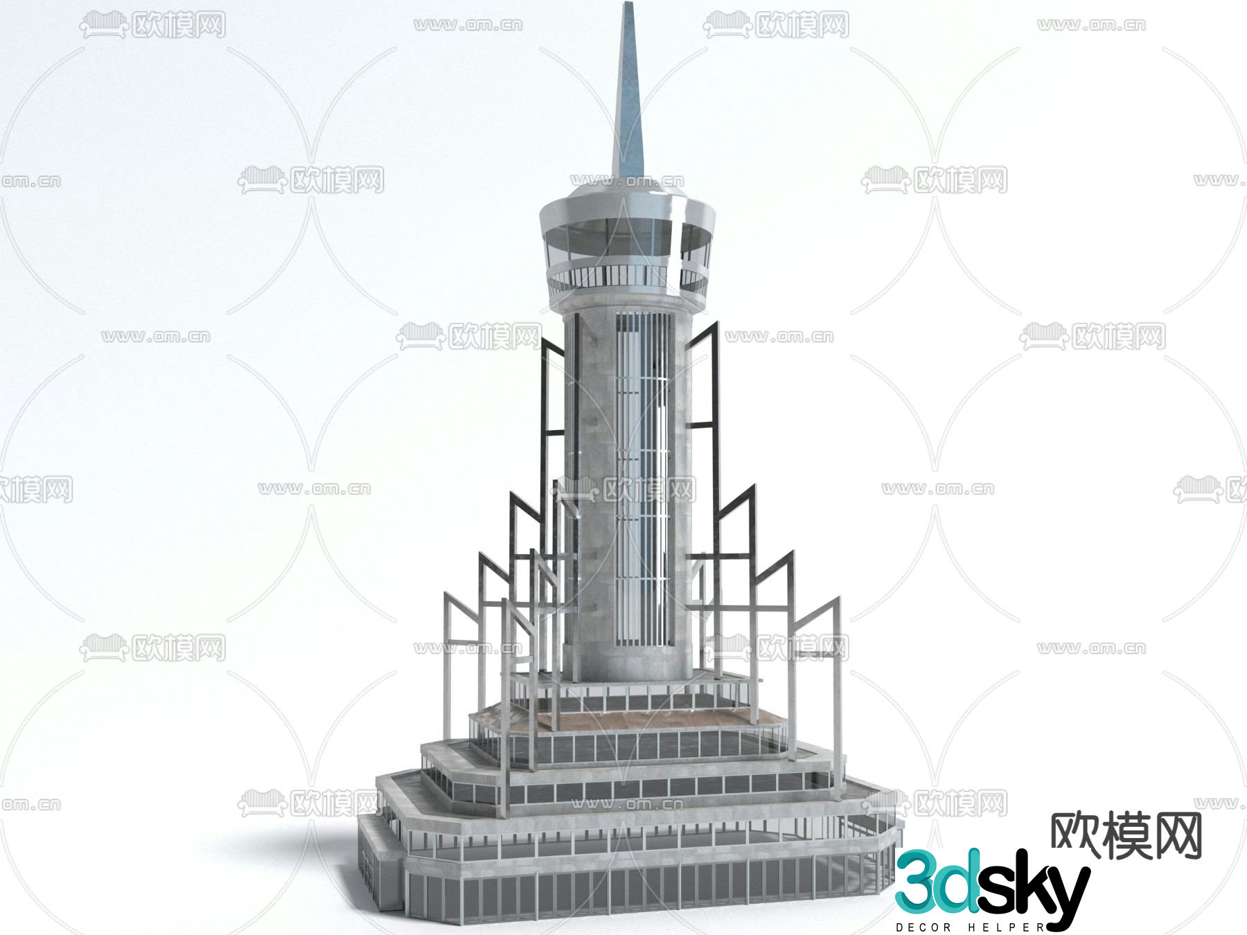 signal tower telecommunication tower industrial equipment 3d model