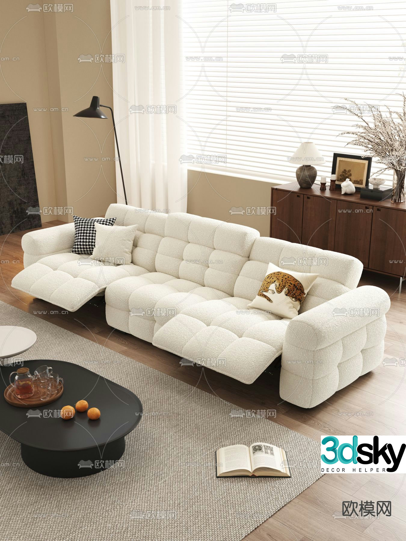 Three seater sofa multifunctional sofa 3d model