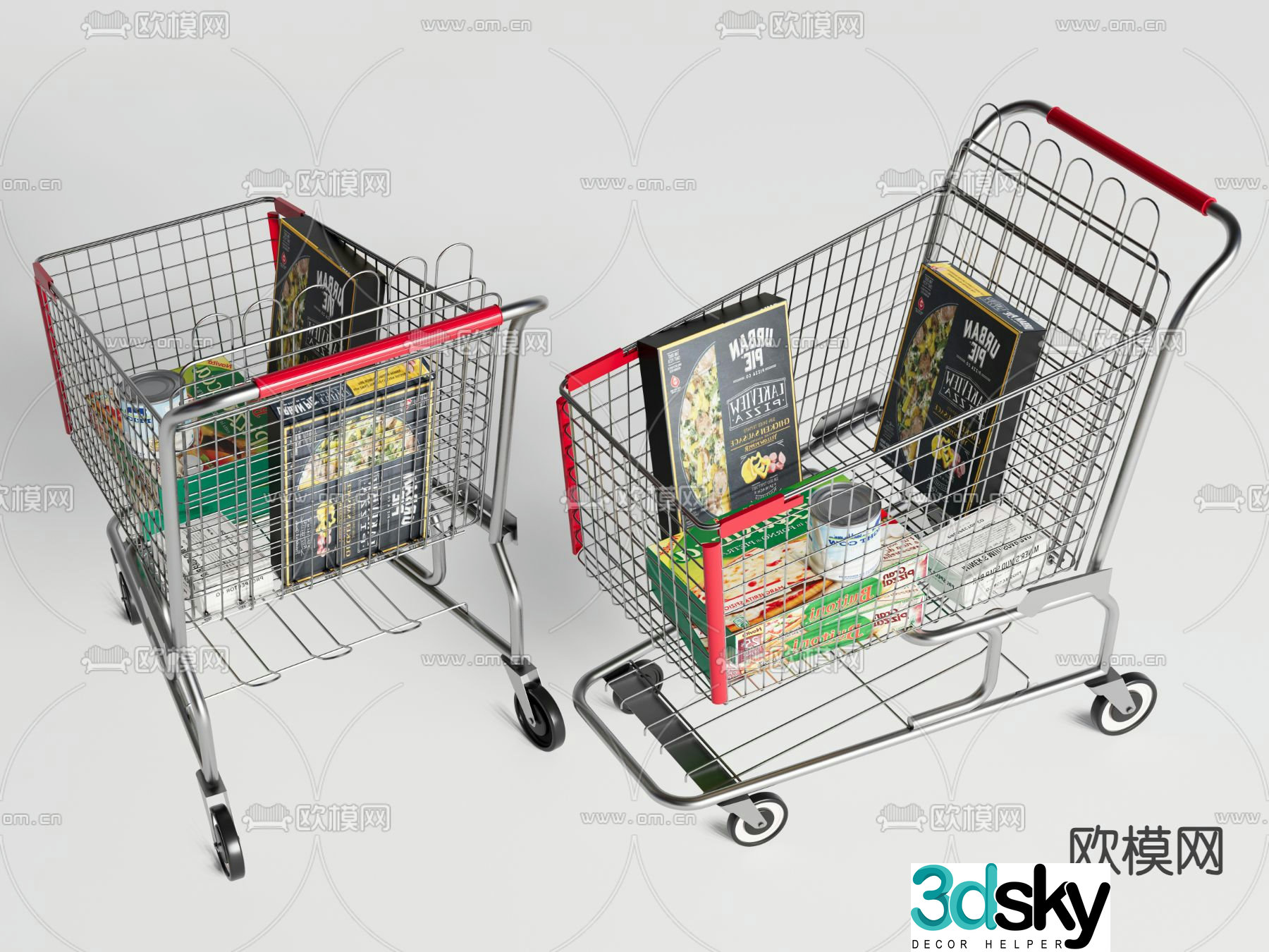 Supermarket shopping cart trolley 3d model