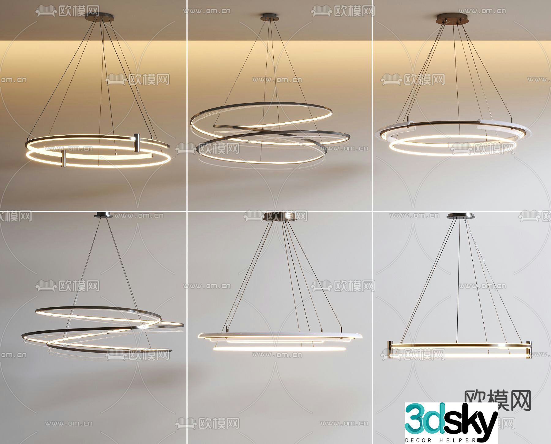 Art chandelier ring chandelier 3d model