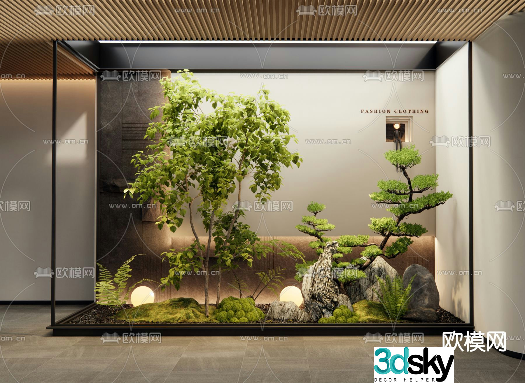 Indoor plant landscaping courtyard sketch 3d model