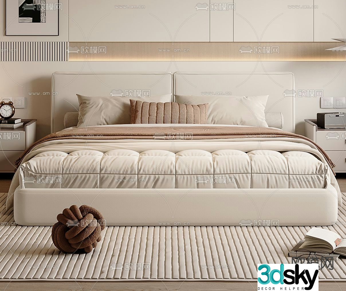 Modern double bed 3d model