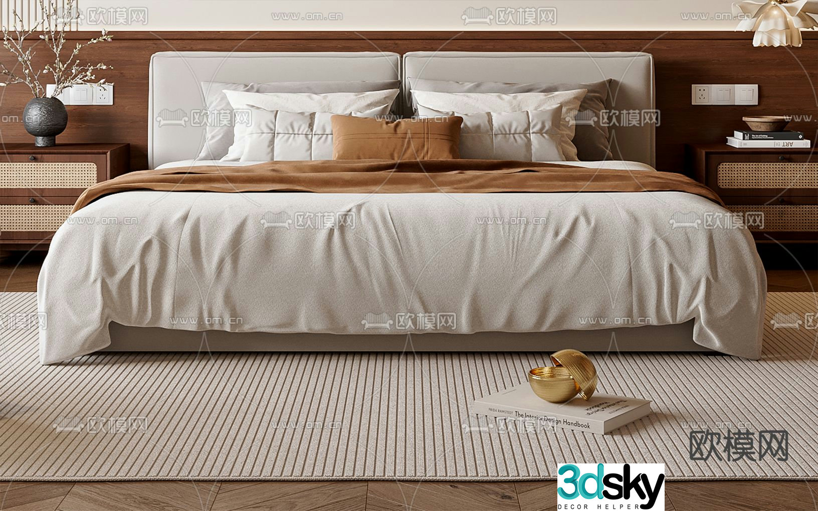 Medieval style double bed 3d model