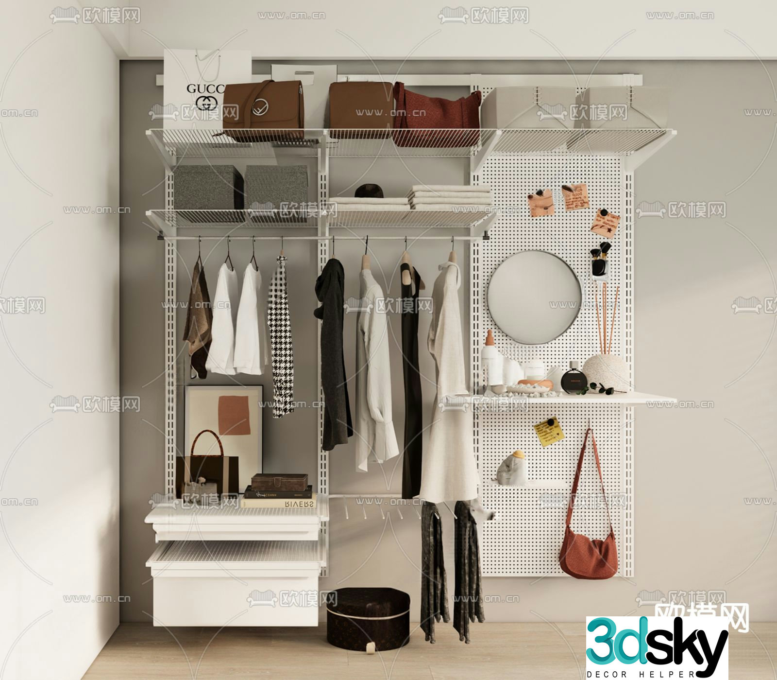 Modern open wardrobe 3d model