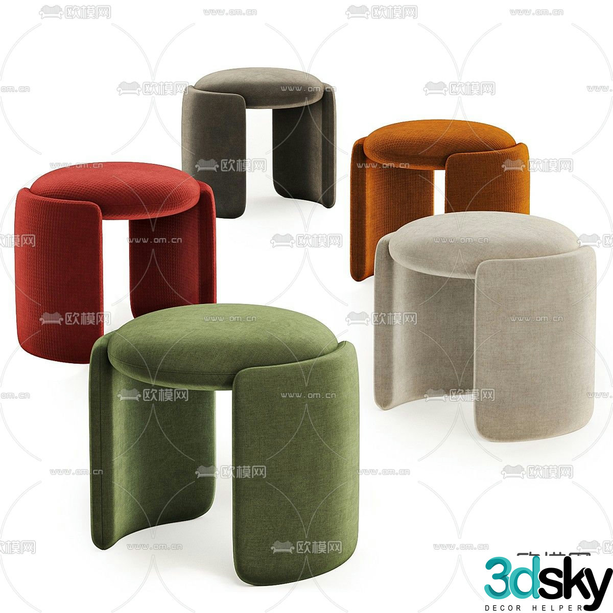 Stool sofa stool low stool 3d model