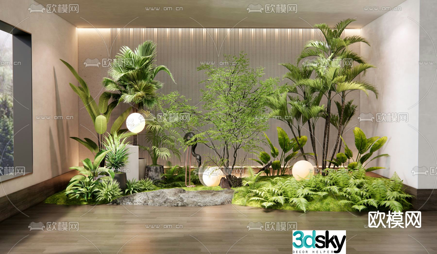 Indoor landscaping garden sketch plant pile 3d model