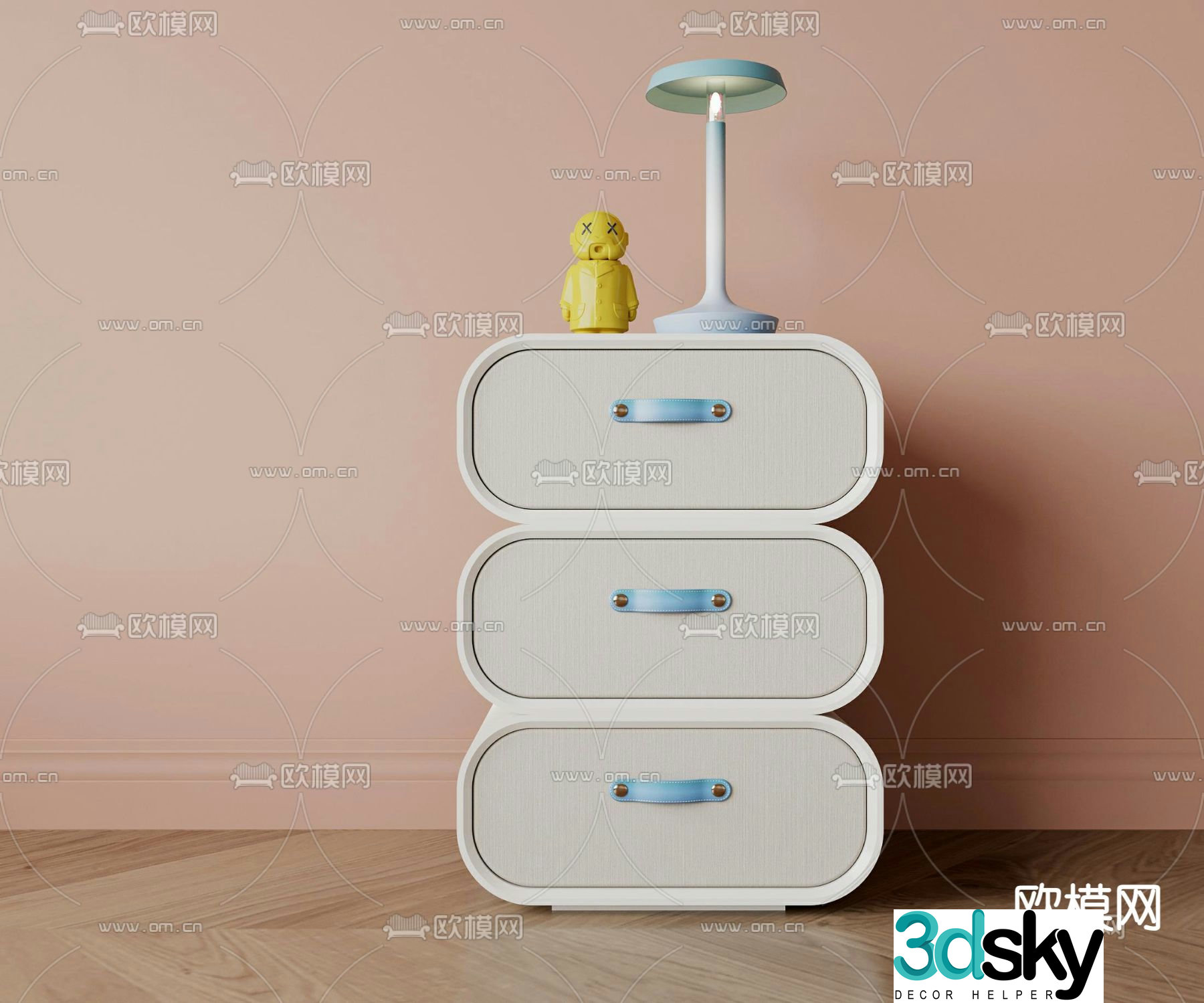 Modern cartoon drawer bedside table 3d model