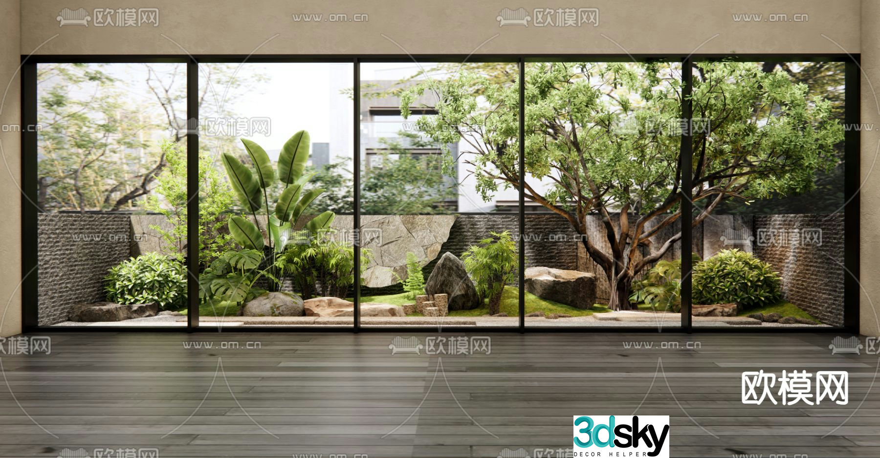 Courtyard landscape plant landscaping 3d model