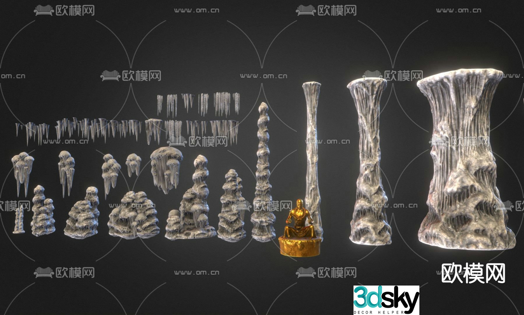 stalactite landscape stone cave stone 3d model
