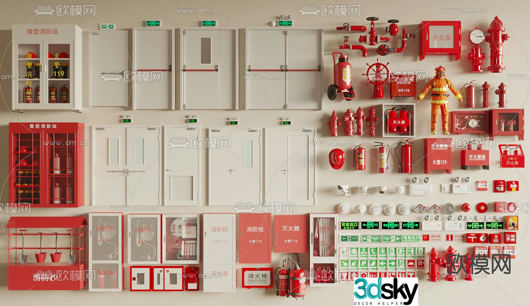 fire equipment fire sign 3d model