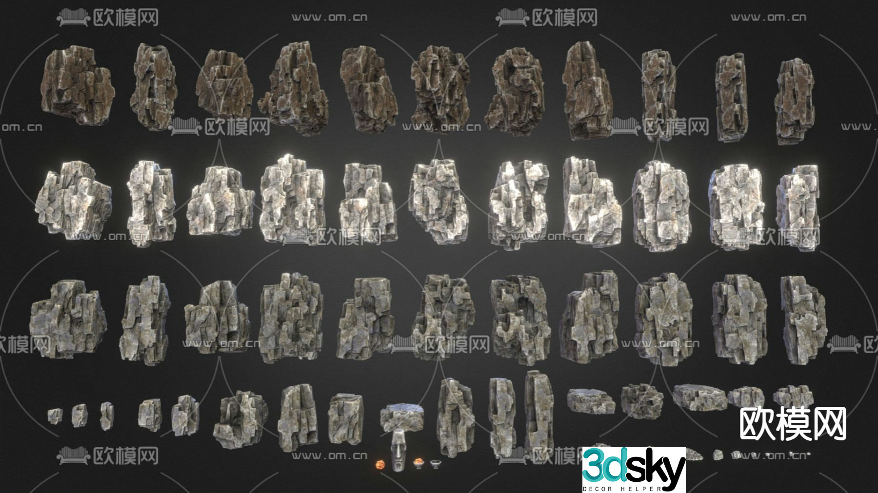 Landscape stone rockery flake stone 3D model