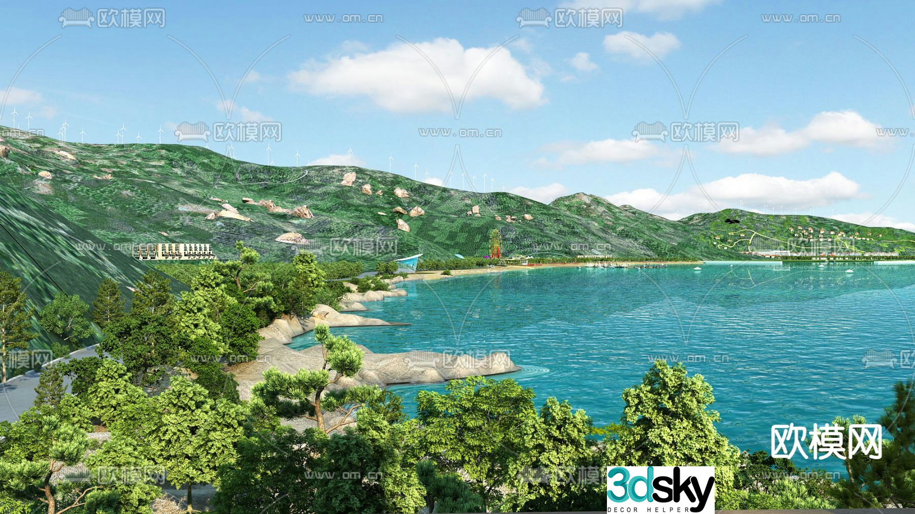 Waterfront landscape park landscape 3d model