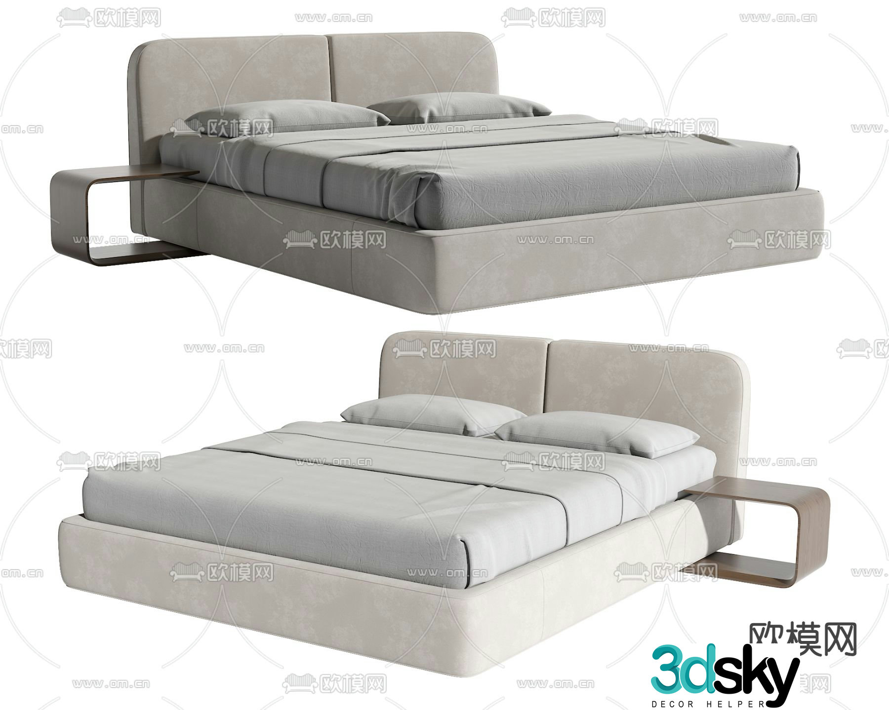 Modern double bed 3d model