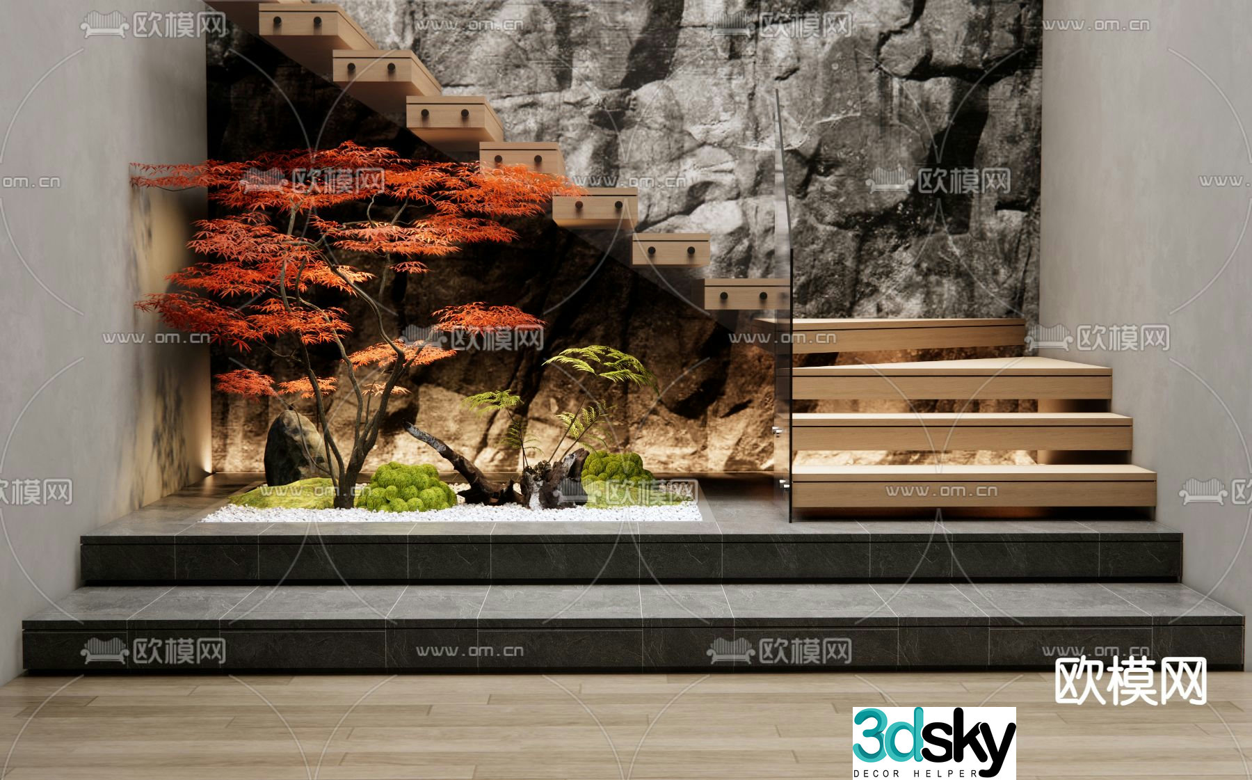 Stairwell landscaping courtyard sketch 3d model