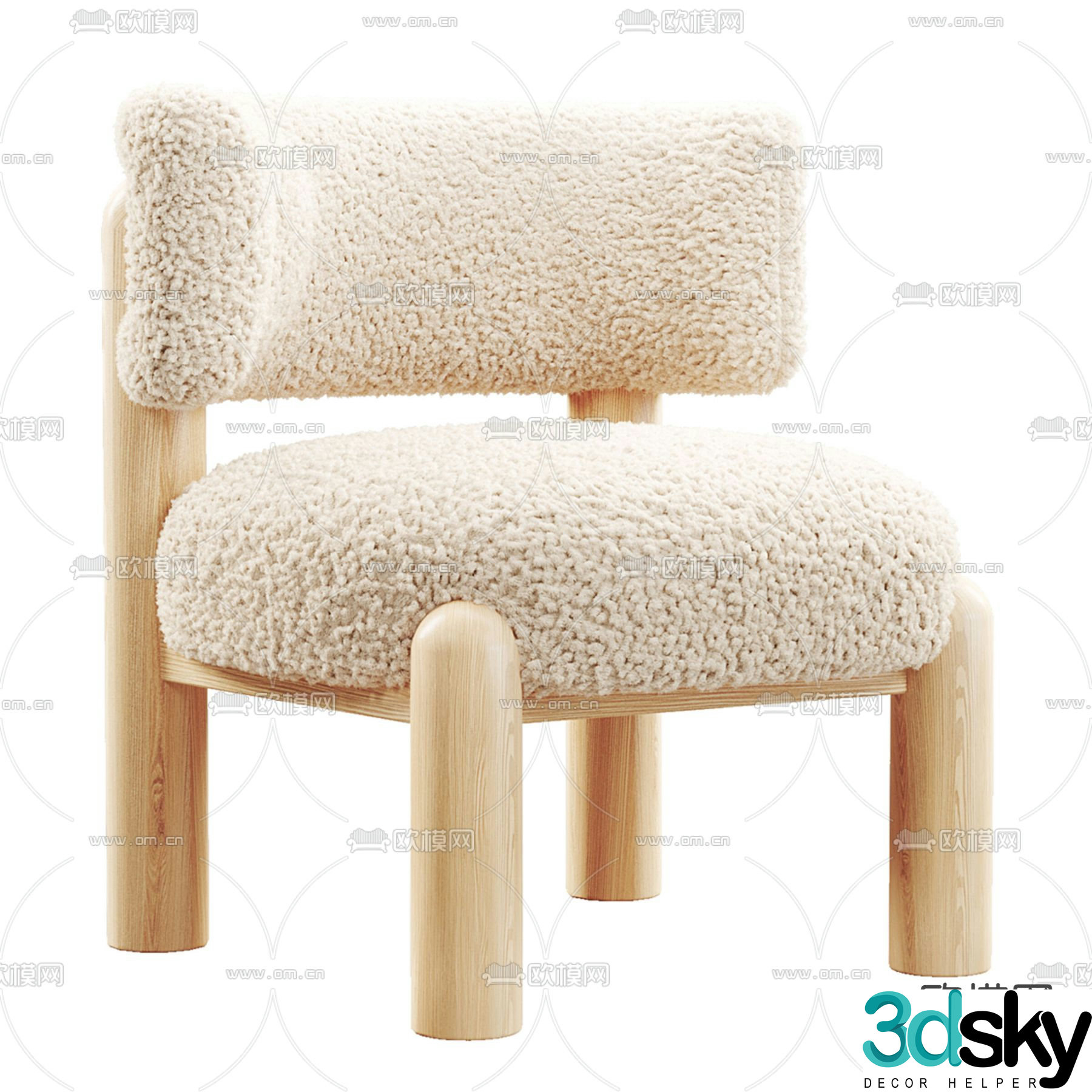 Plush sofa chair leisure chair 3d model