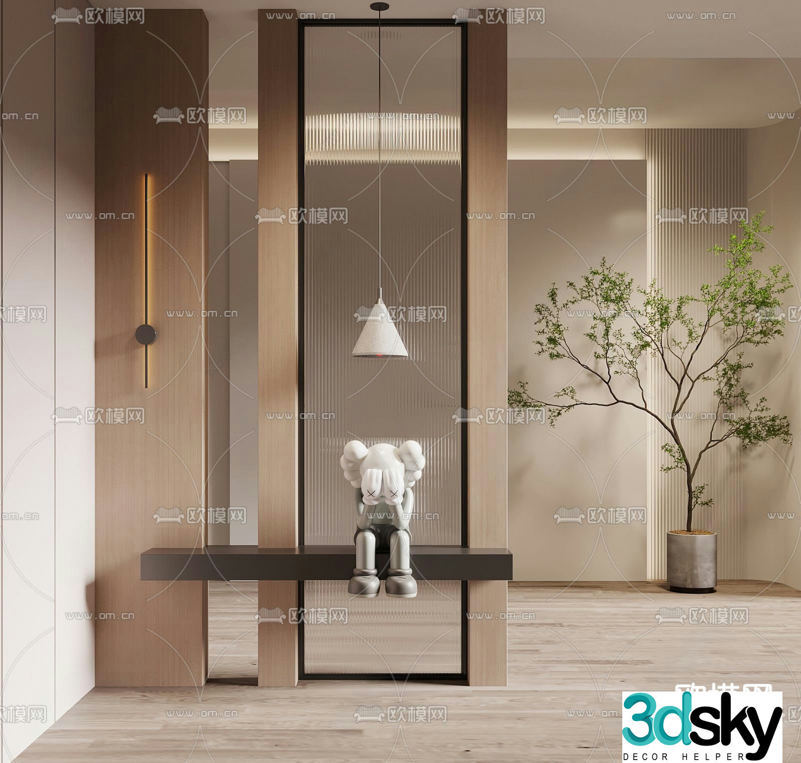 Entrance shoe cabinet multifunctional cabinet 3D model