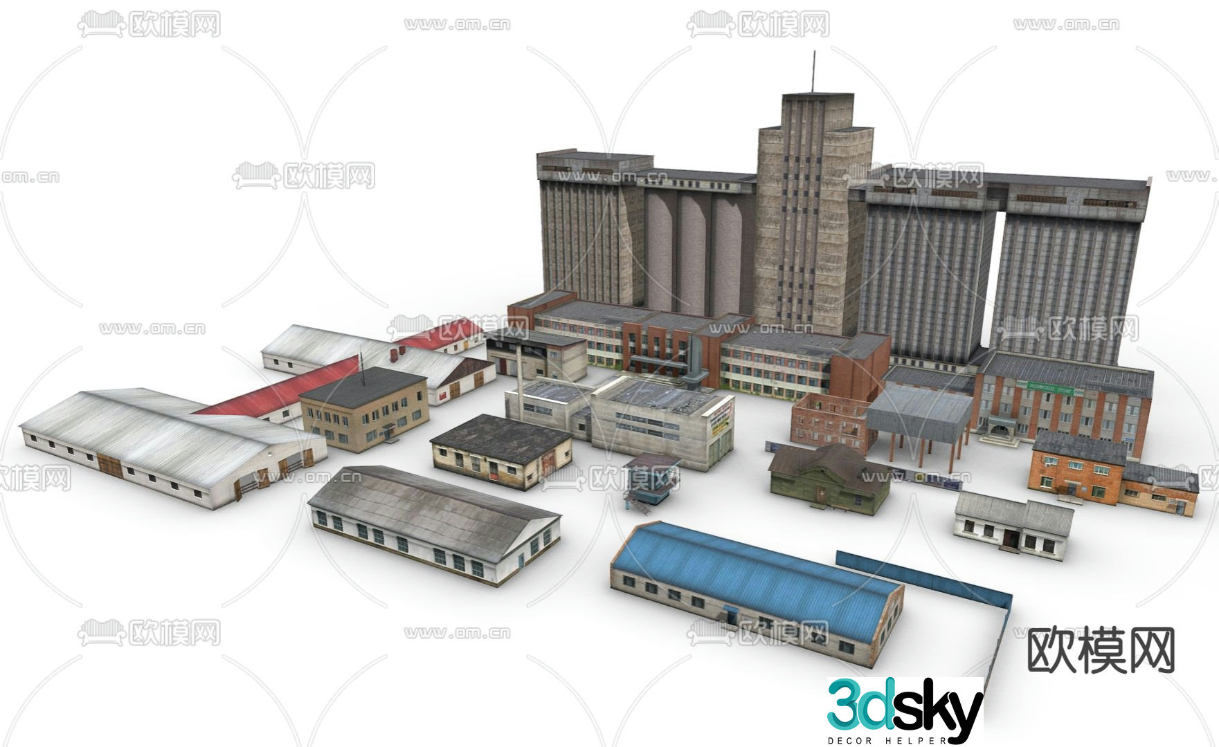 Office building factory building 3d model
