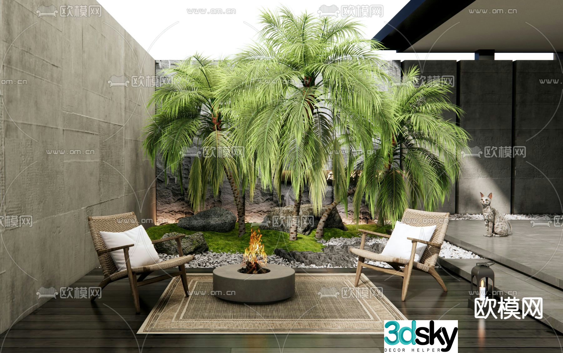 Courtyard landscape villa courtyard 3d model