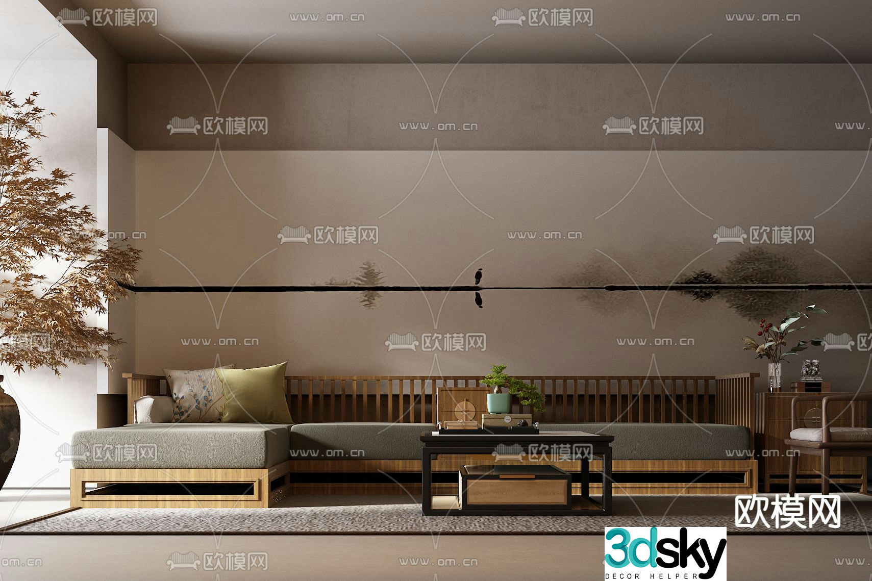 New Chinese style corner sofa 3d model