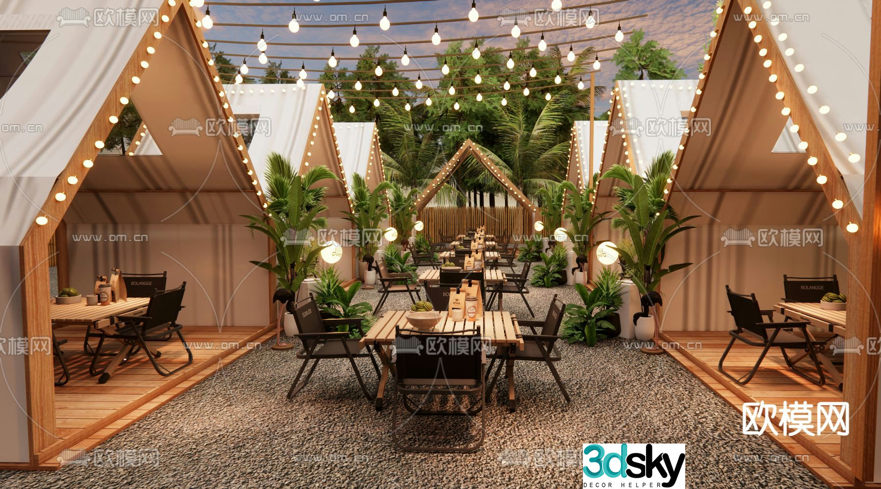 Camping cafe open bar 3d model