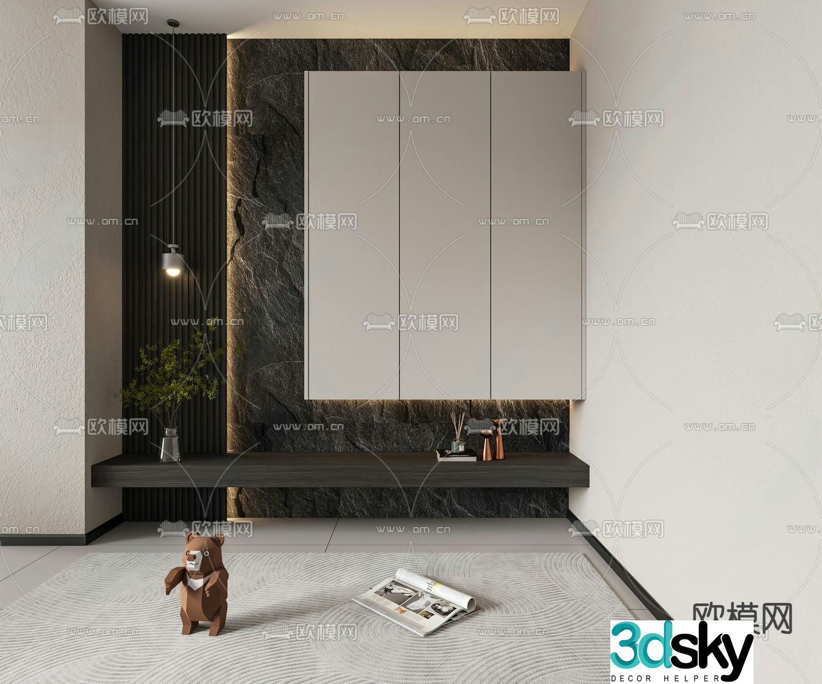 3D model of the entrance shoe cabinet