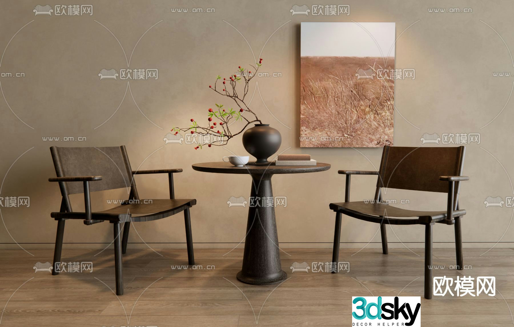 Wabi Sabi Leisure Table and Chair Negotiation Table and Chair 3D Model