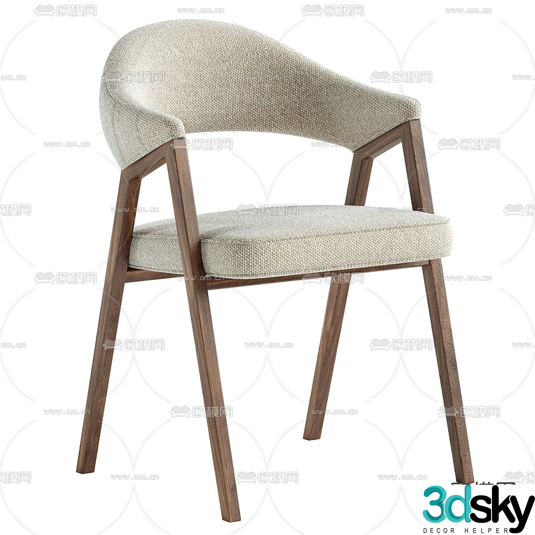 High Fashion Home wabi-sabi dining chair single chair 3d model