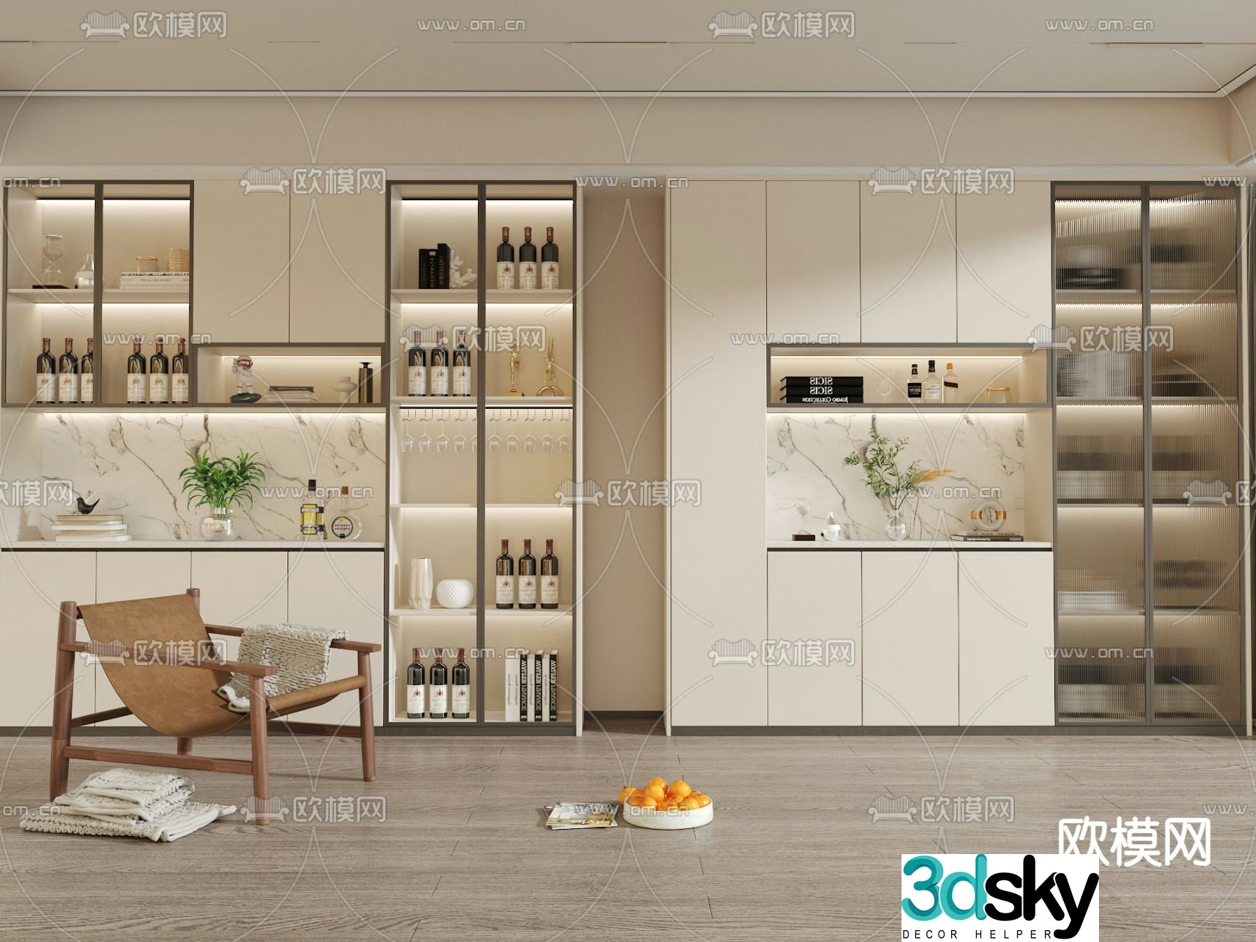 Modern wine cabinet 3d model