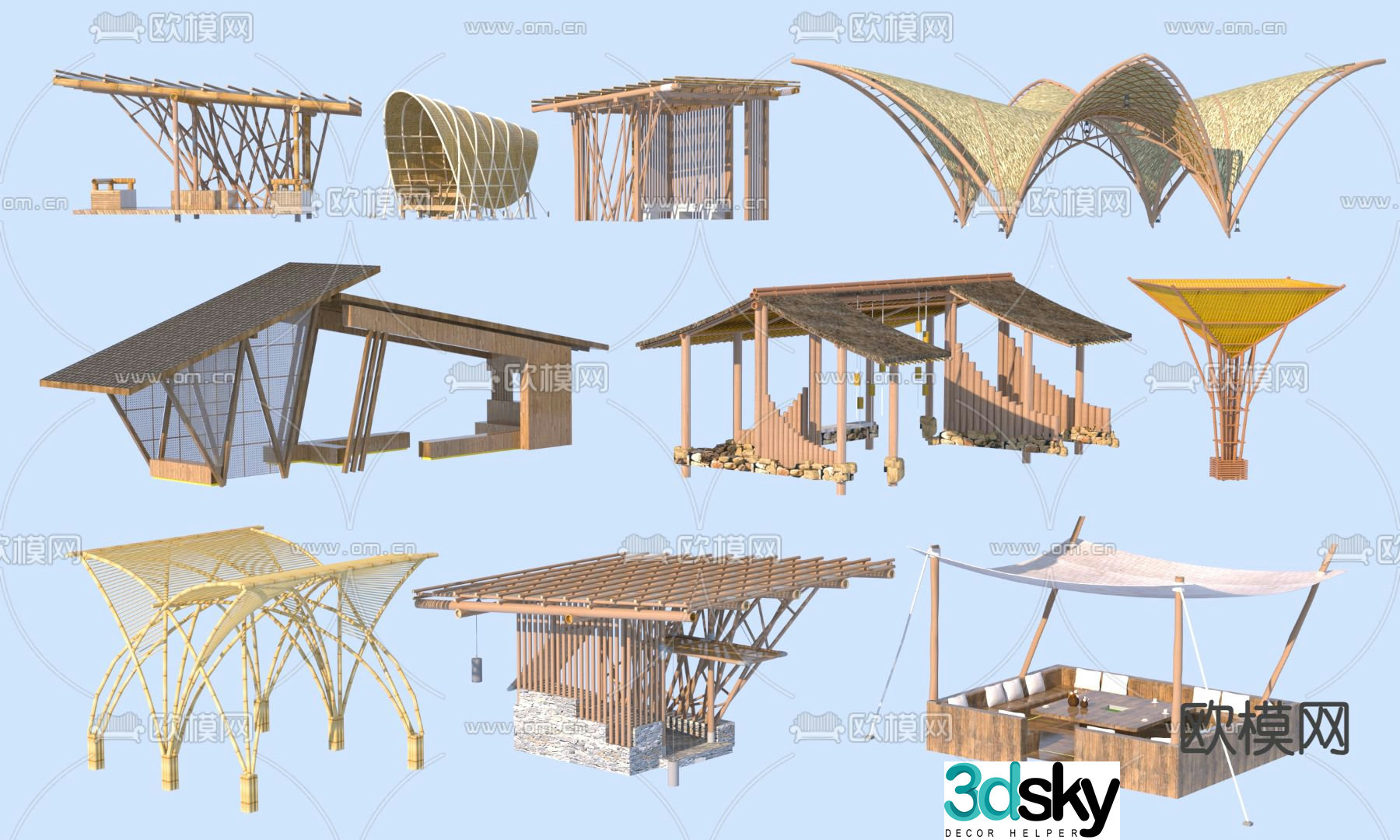 New Chinese style landscape pavilion gallery 3D model