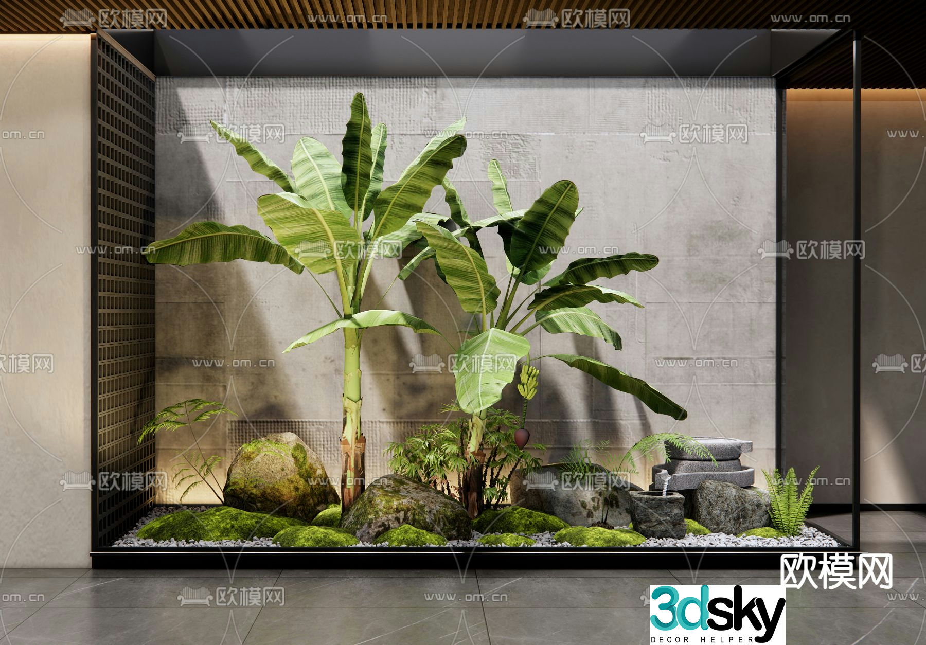 Indoor plant landscape courtyard sketch 3d model