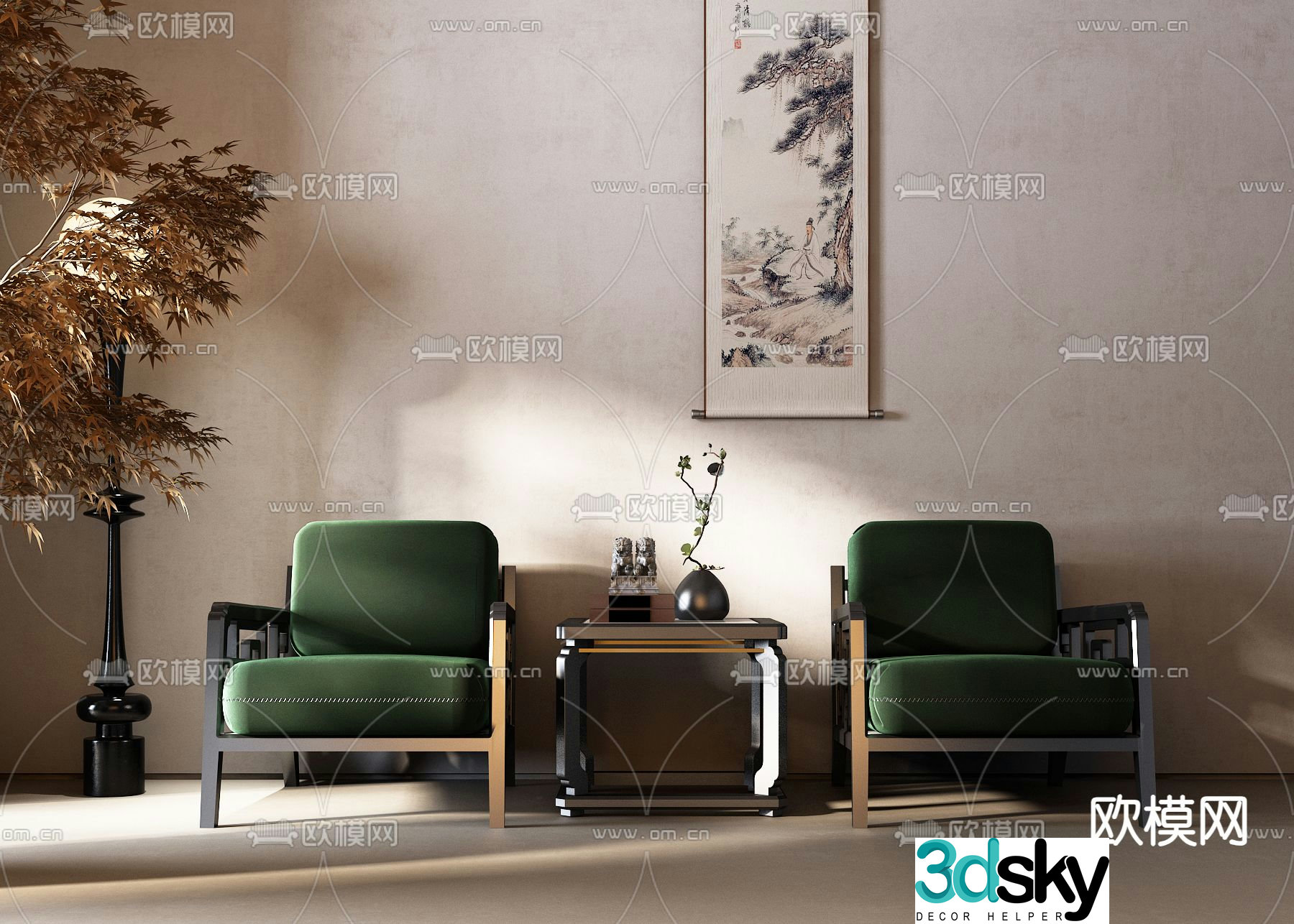 New Chinese style sofa set 3d model