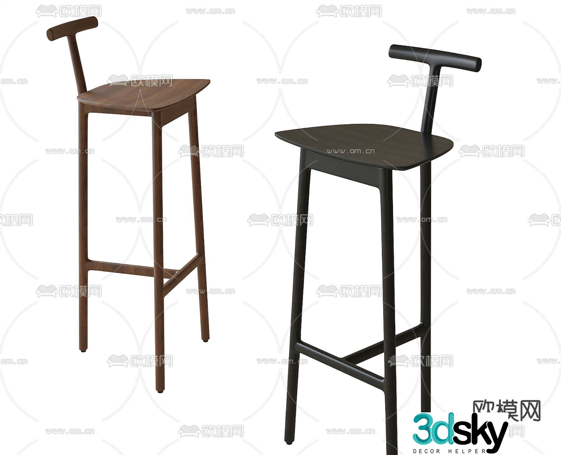 Modern bar chair high chair 3d model