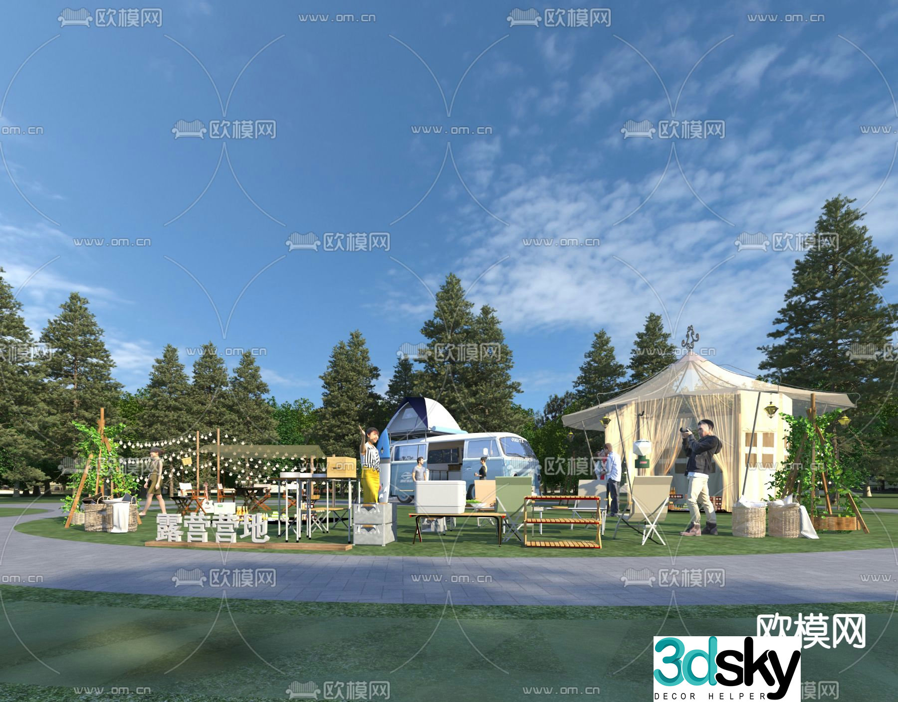Car campground camping base 3d model