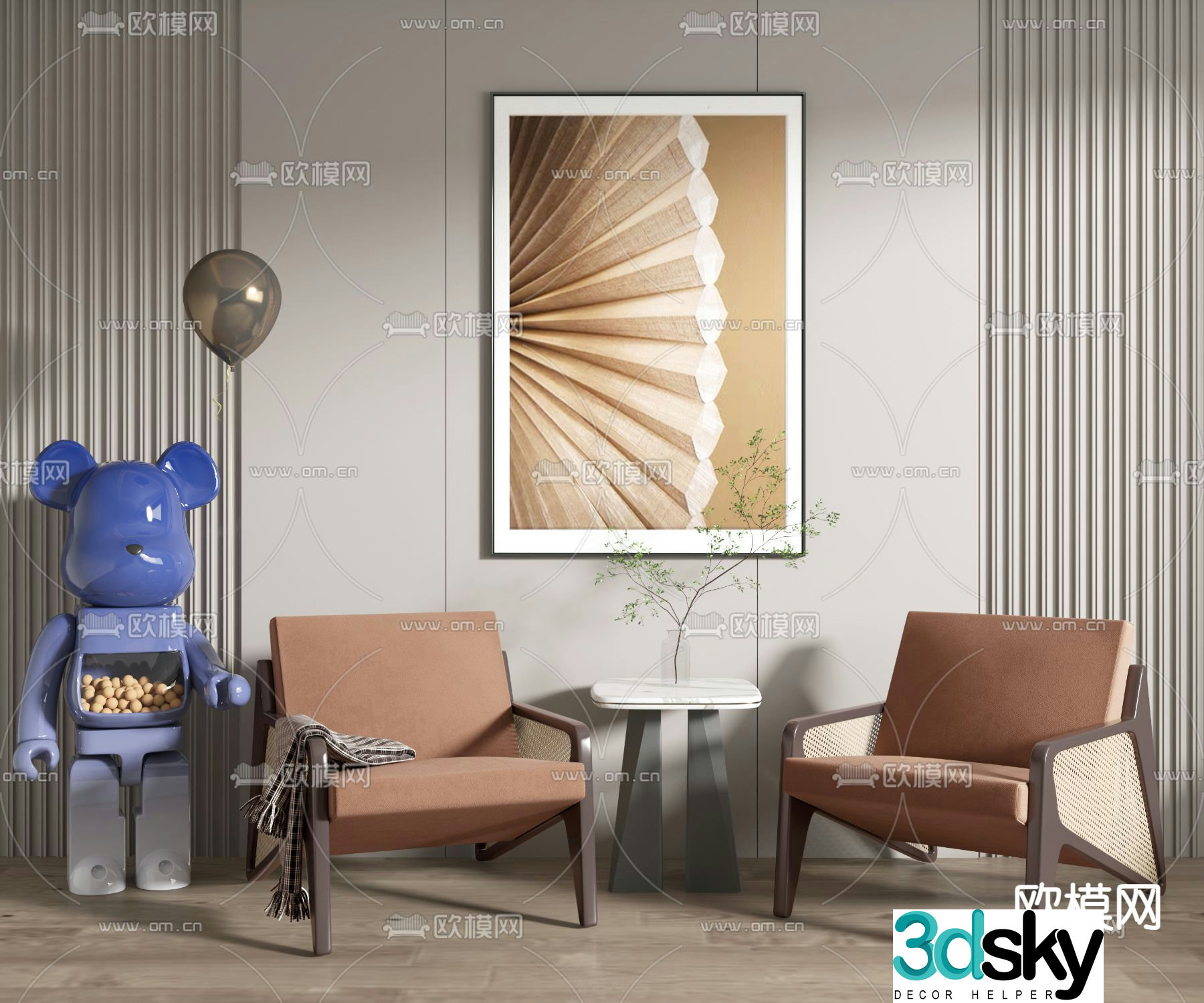 Modern bamboo leisure chair 3d model