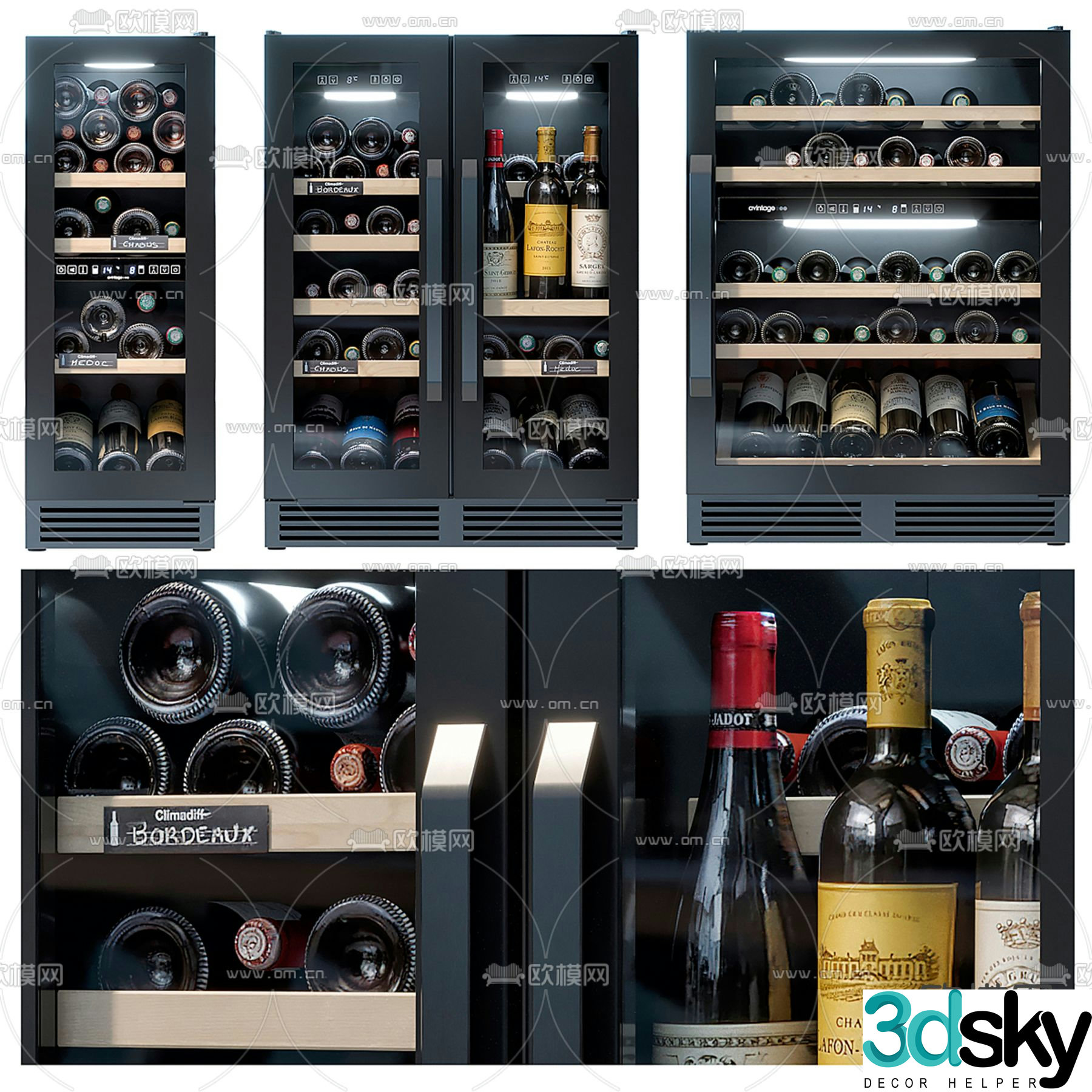 Avintage modern constant temperature wine cabinet 3D model