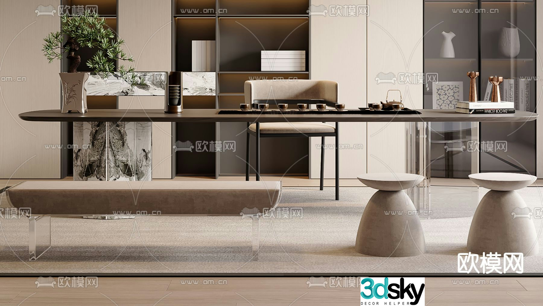 Modern tea table tea table 3d model