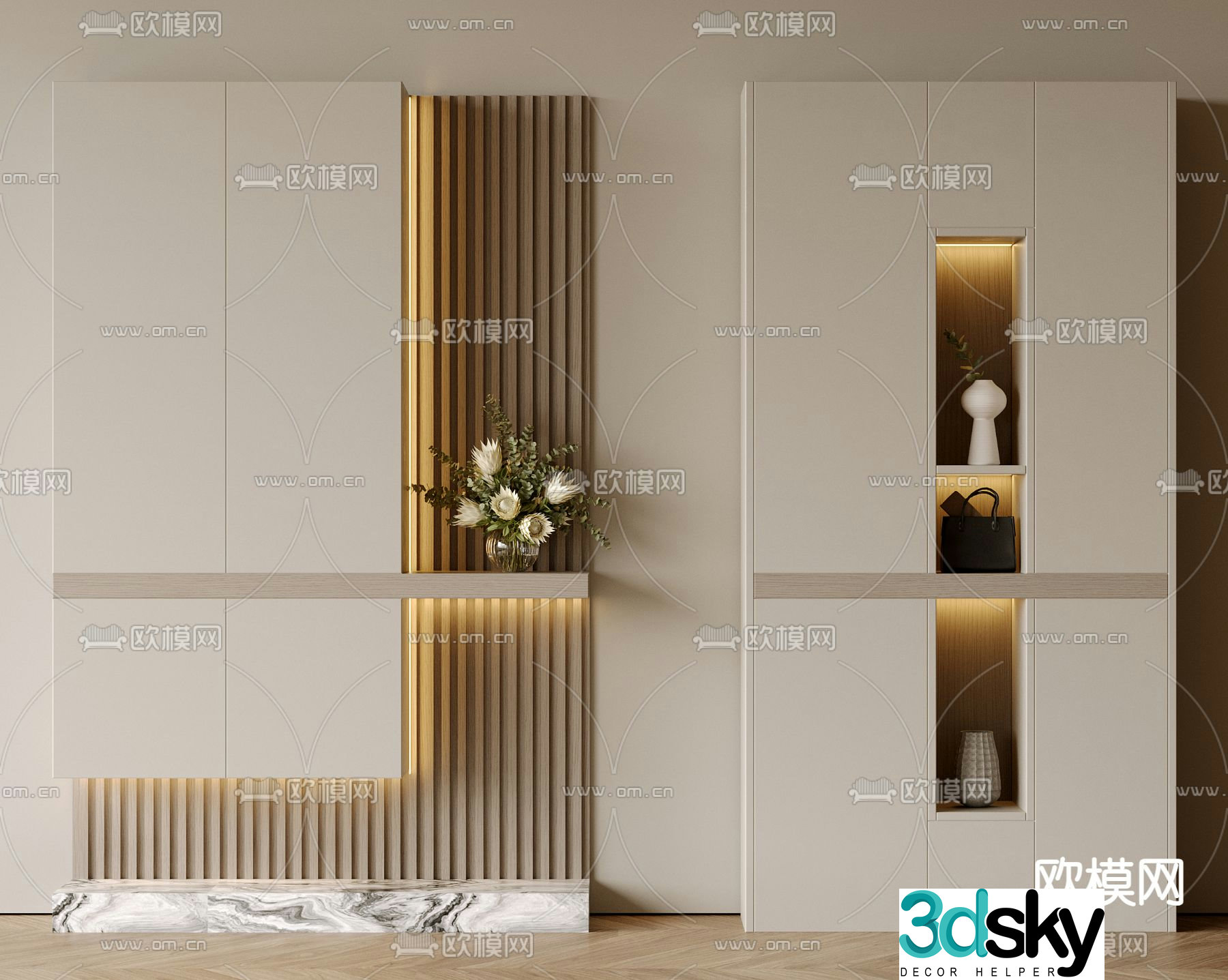 Door entry shoe cabinet 3D model