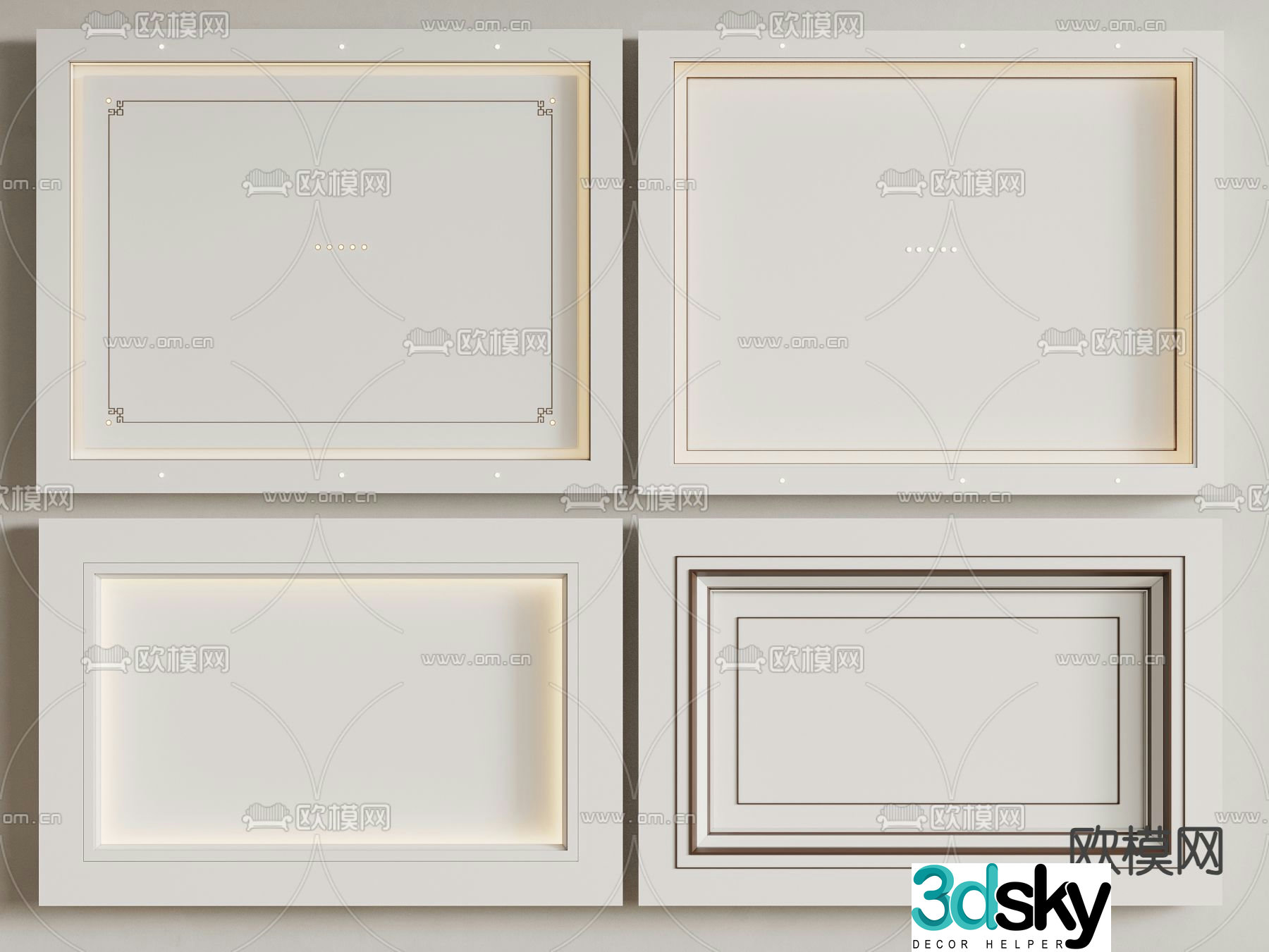 New Chinese style ceiling 3D model