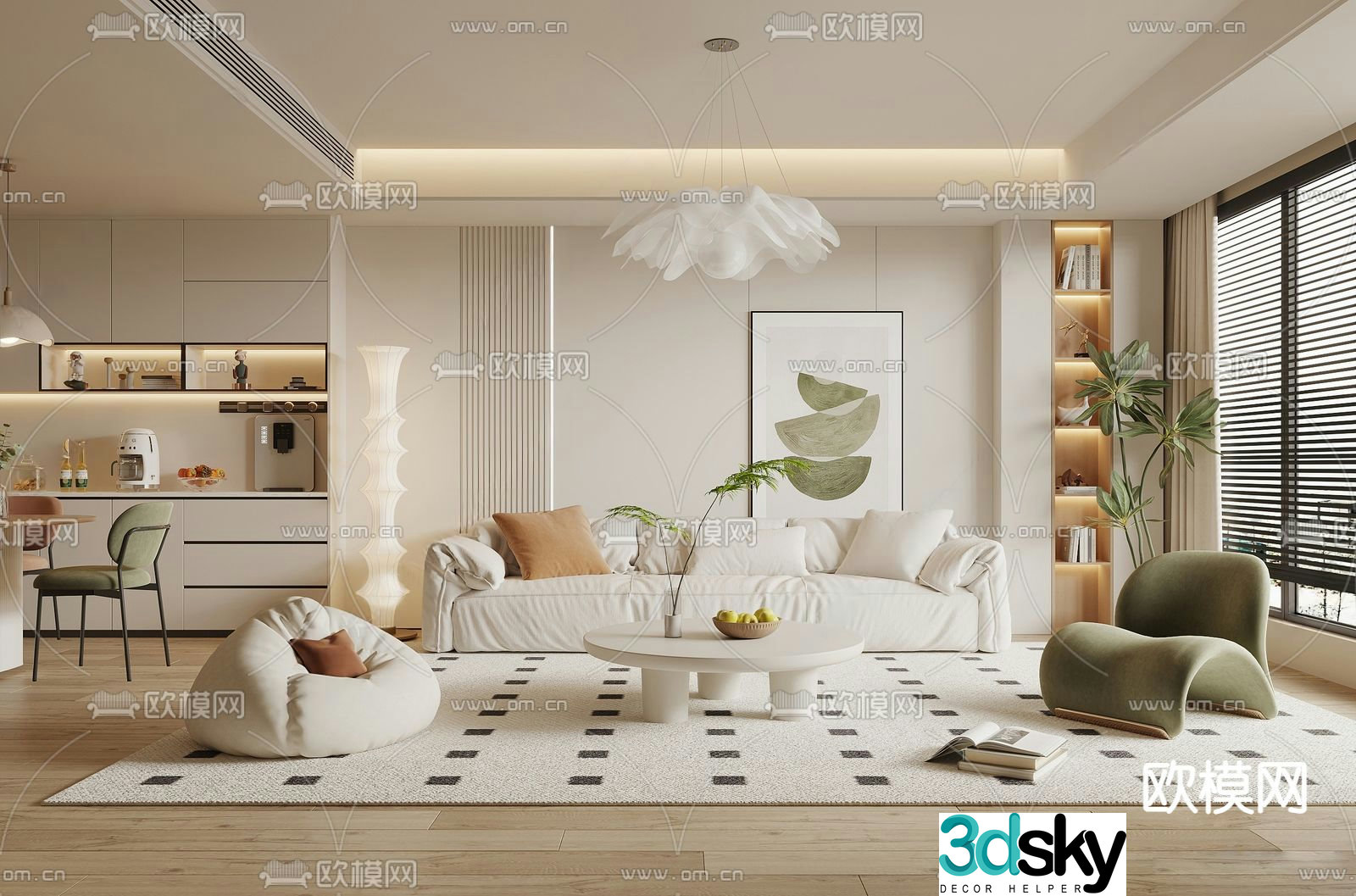 Creamy Style Restaurant 3D Model