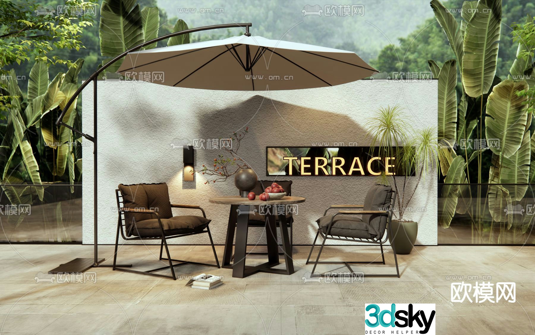 Outdoor tables and chairs courtyard tables and chairs 3d model