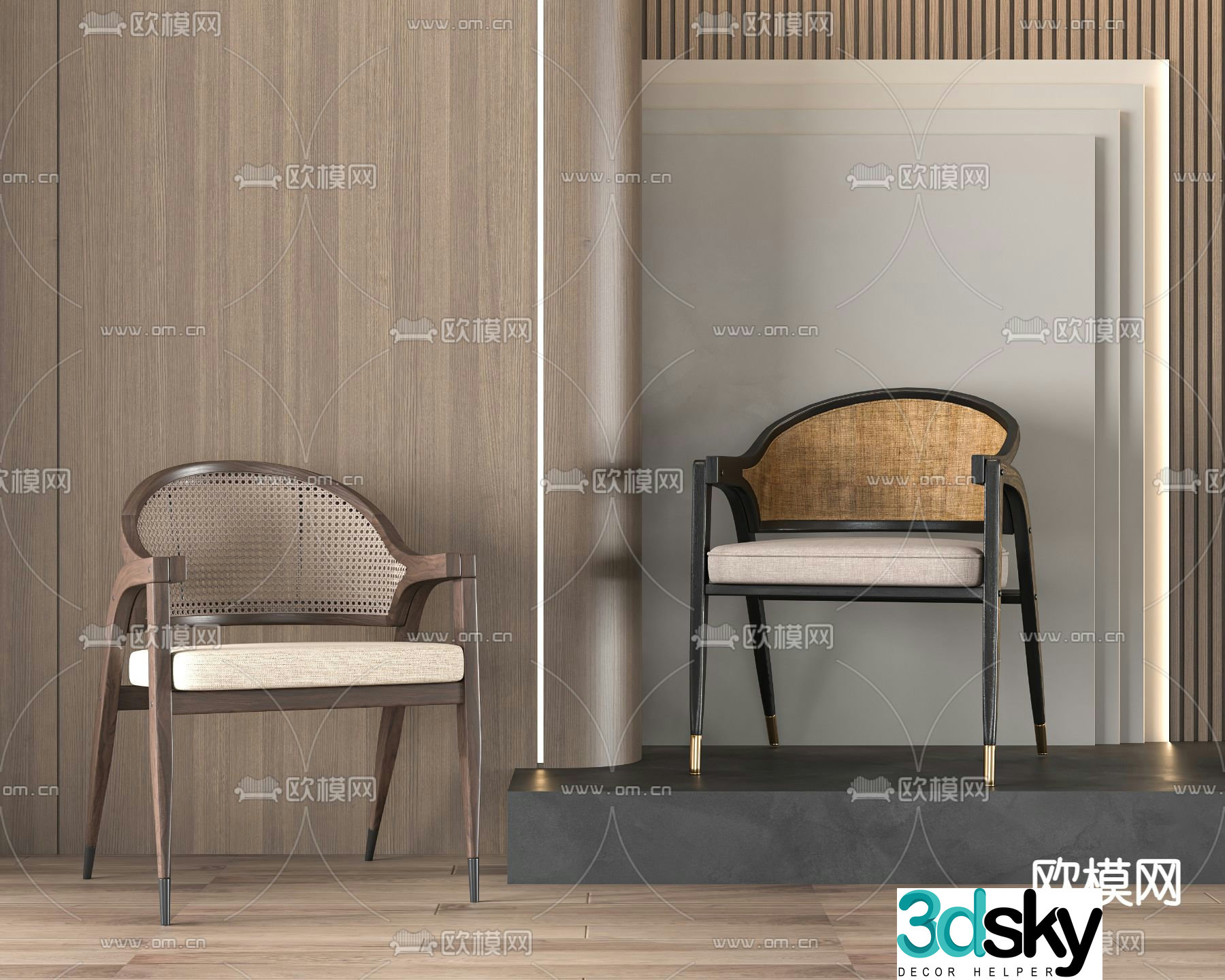 New Chinese style chair dining chair 3d model